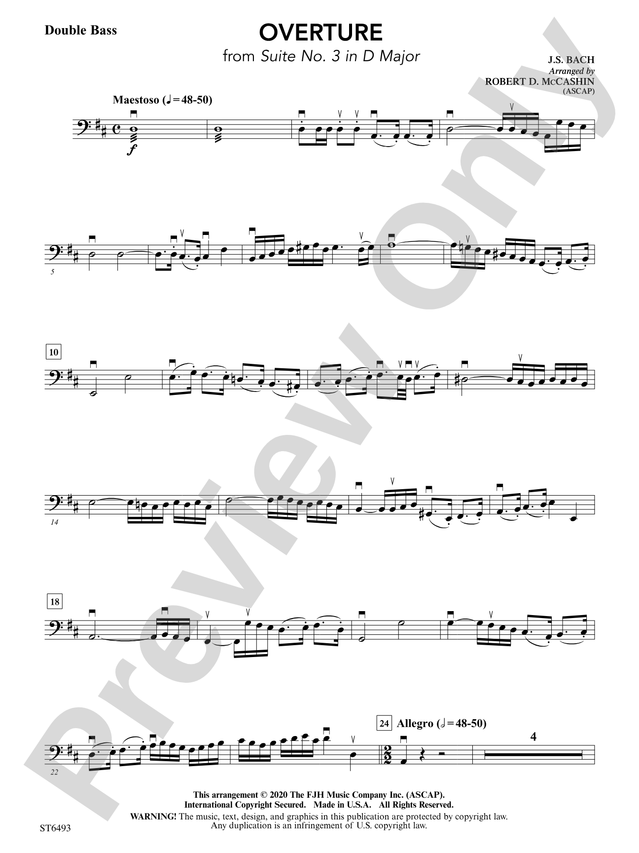 Overture (from Suite No. 3 in D Major): Double Bass
