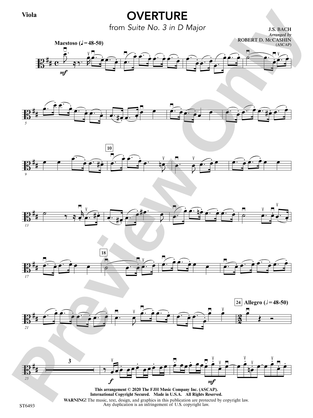 Overture (from Suite No. 3 in D Major): Viola