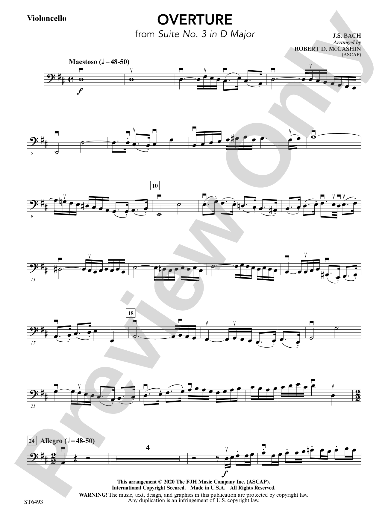 Overture (from Suite No. 3 in D Major): Violoncello
