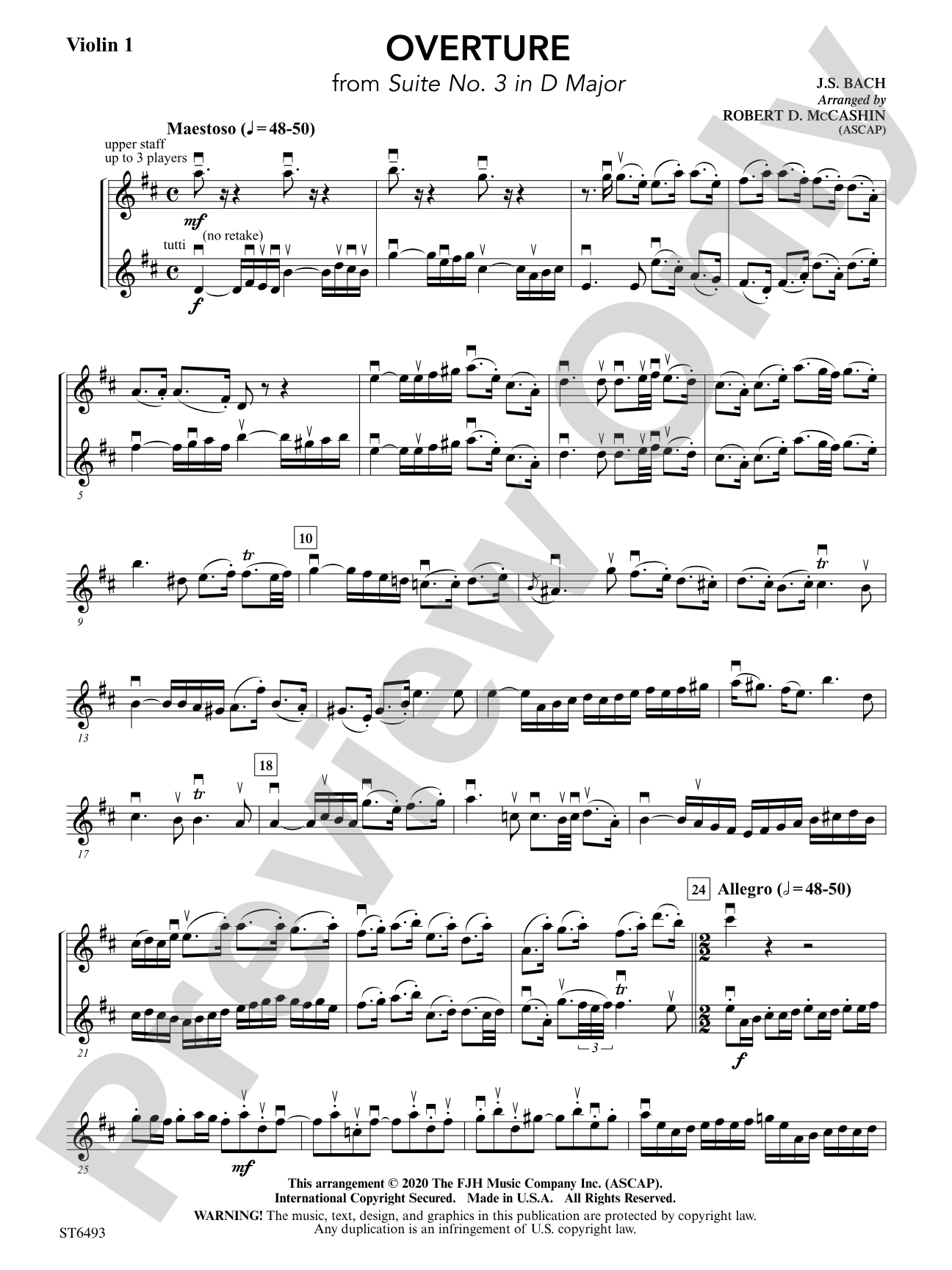 Overture (from Suite No. 3 in D Major): Violin 1