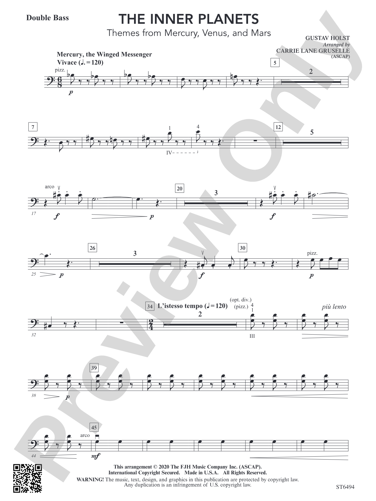 The Inner Planets (Themes from Mercury, Venus and Mars): Double Bass
