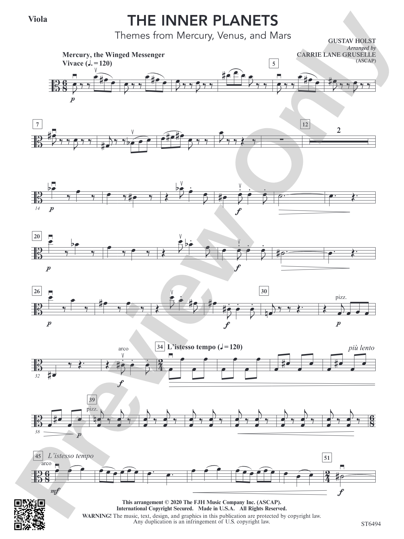 The Inner Planets (Themes from Mercury, Venus and Mars): Viola