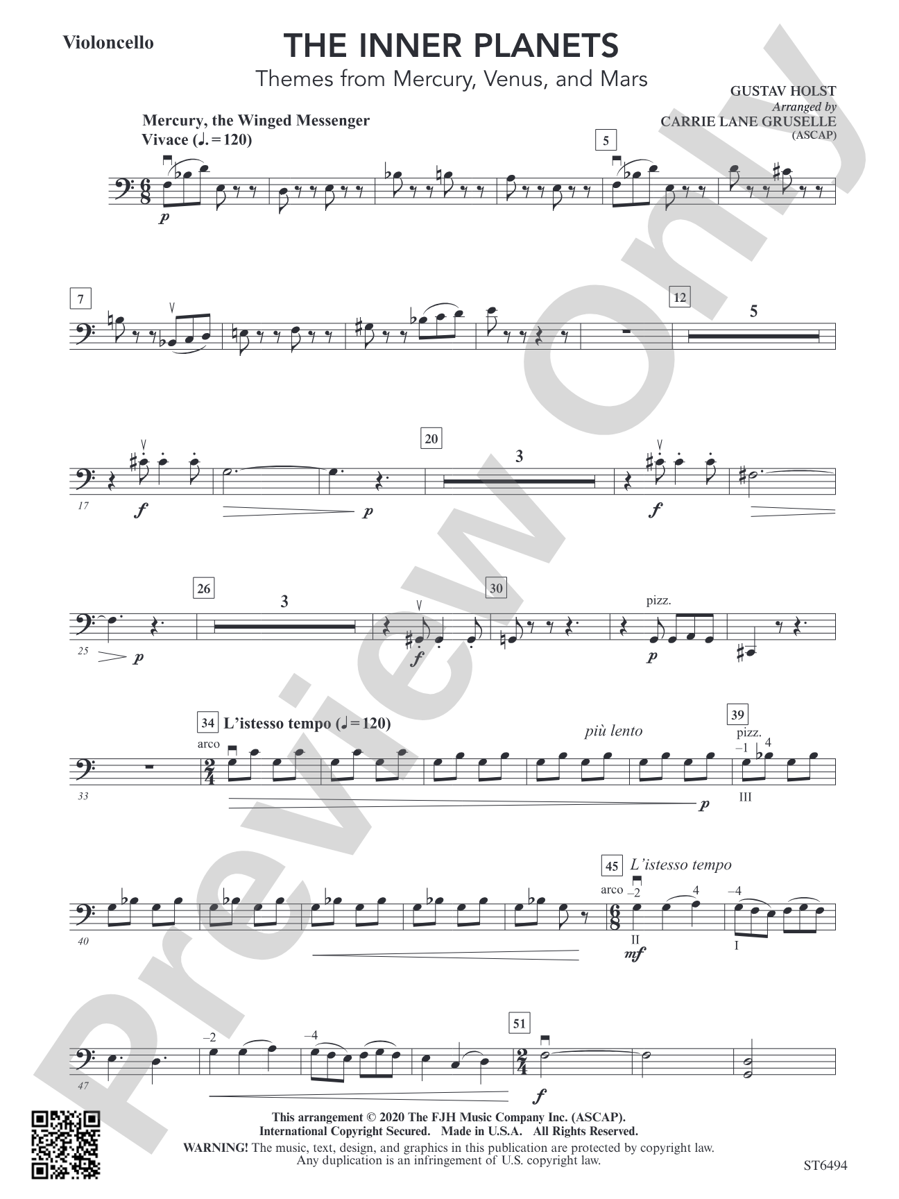 The Inner Planets (Themes from Mercury, Venus and Mars): Violoncello