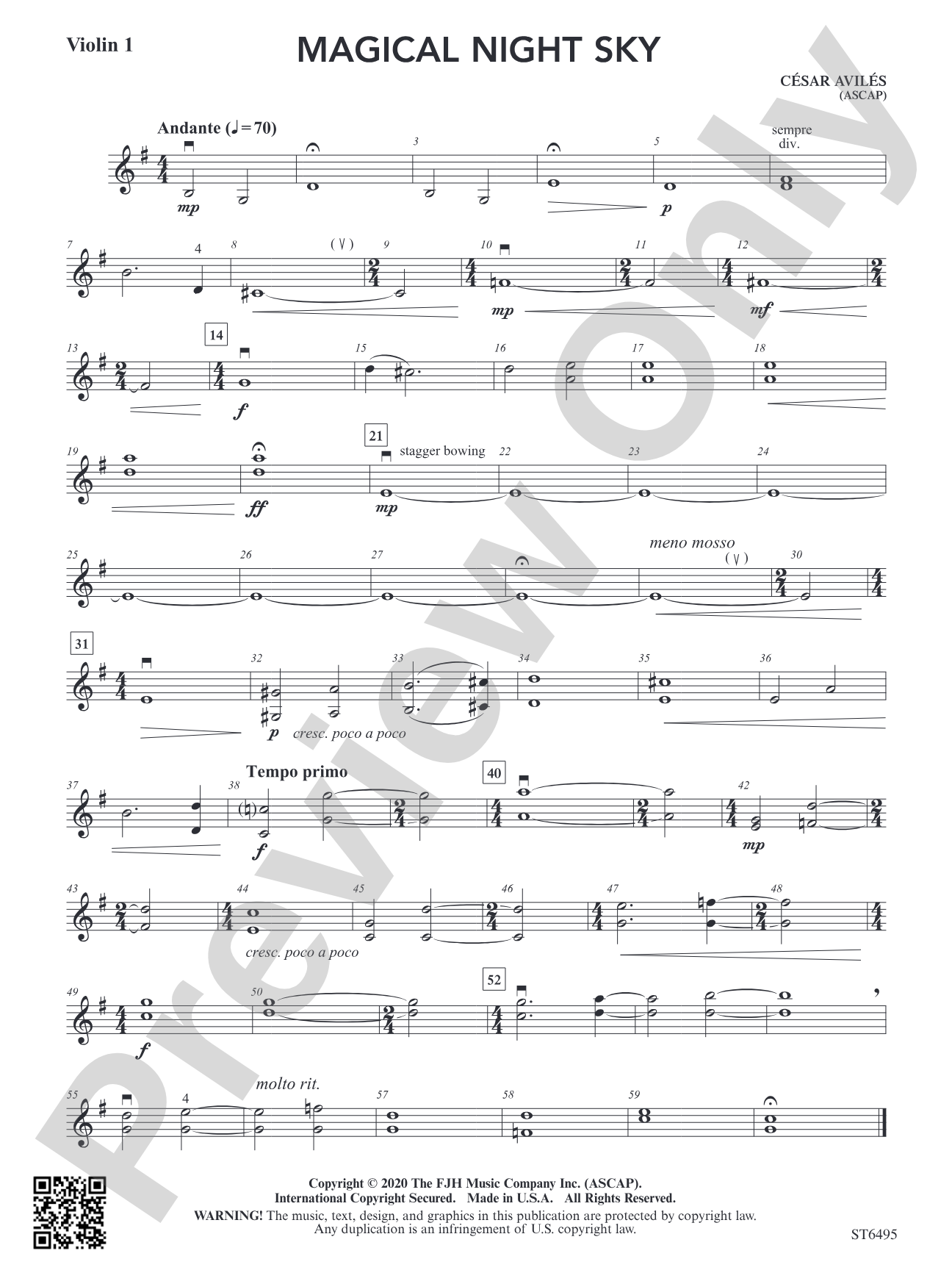 Magical Night Sky: Violin 1