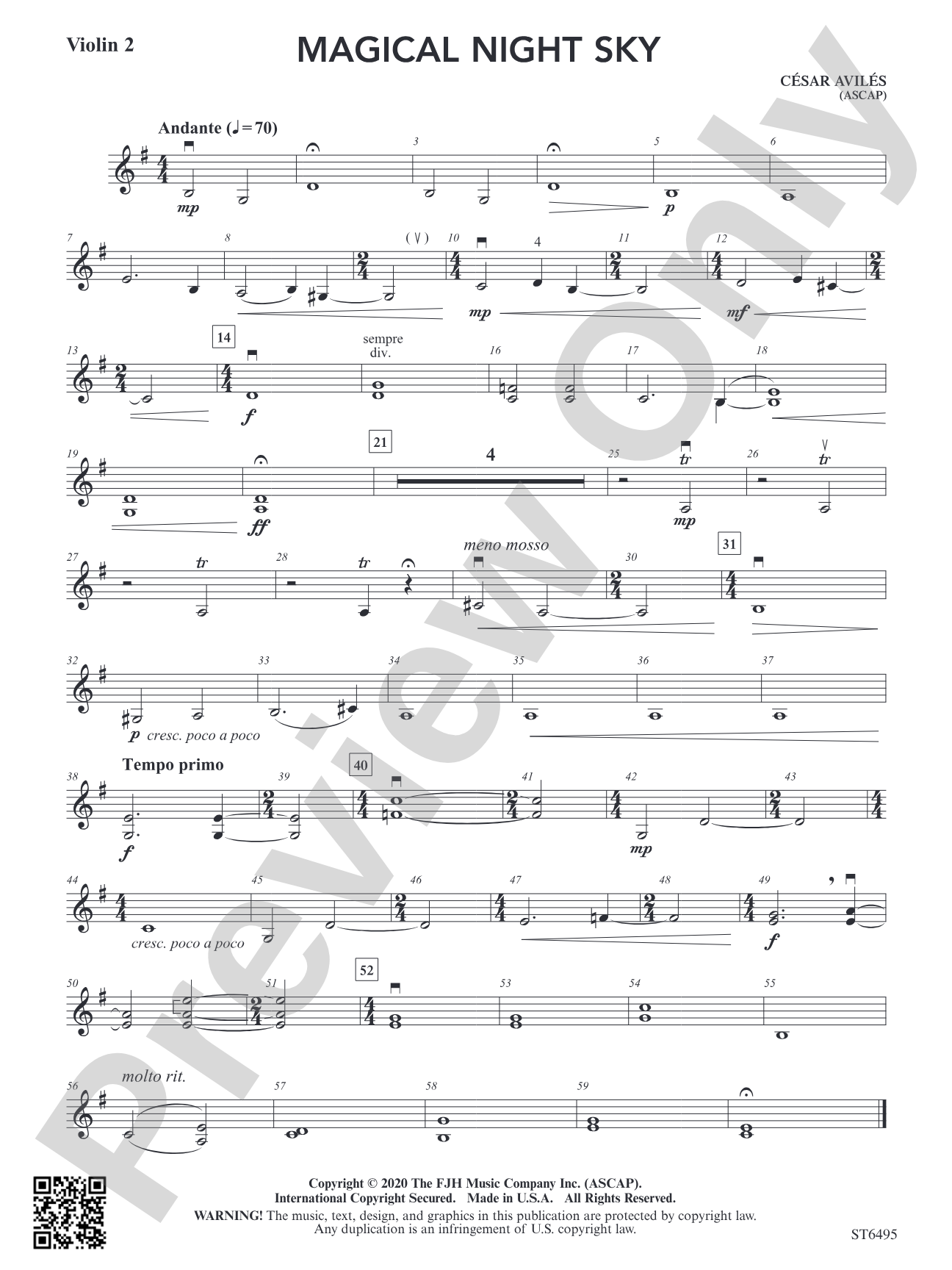 Magical Night Sky: Violin 2
