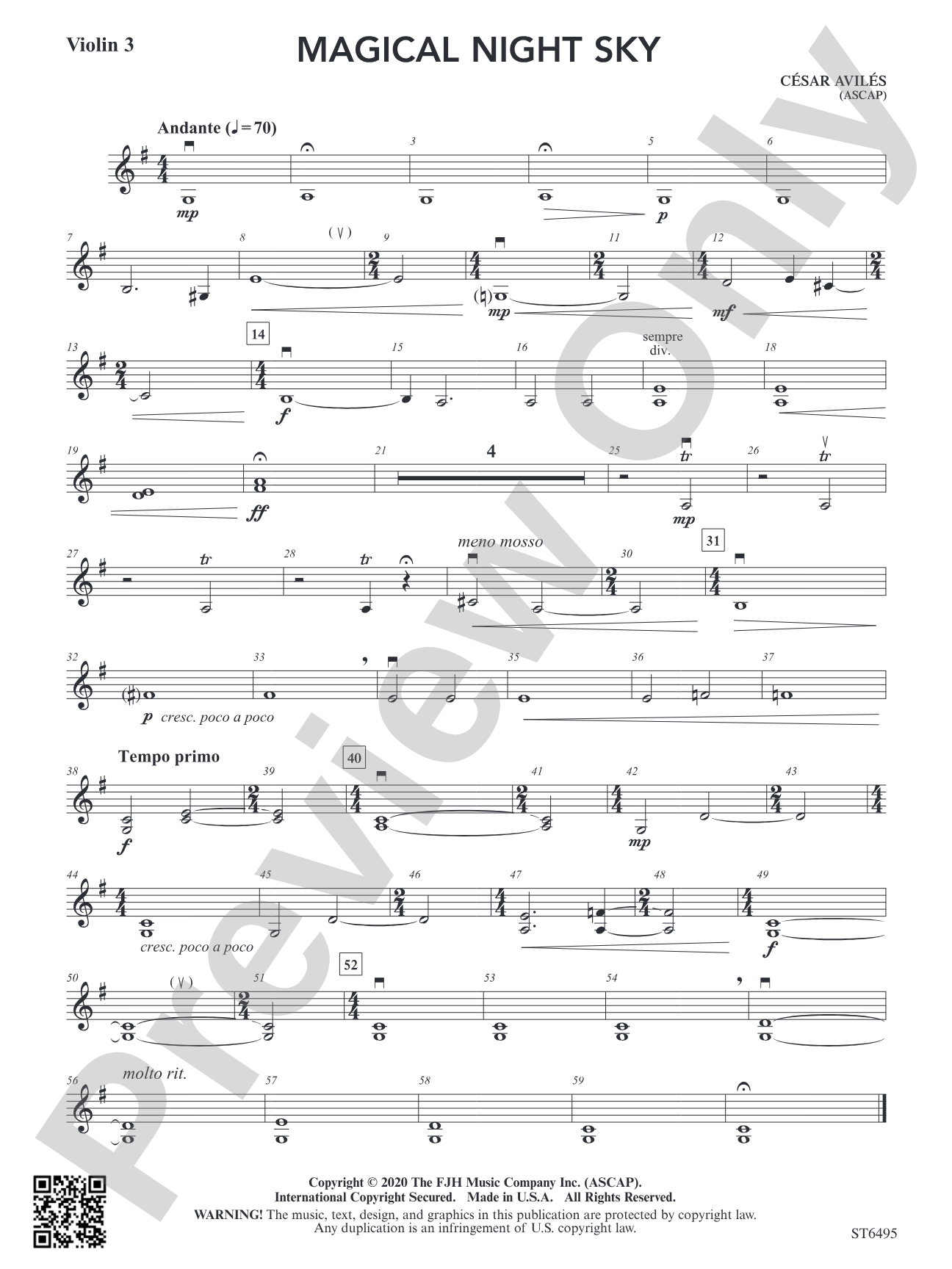 Magical Night Sky: Violin 3 (Viola T.C.)
