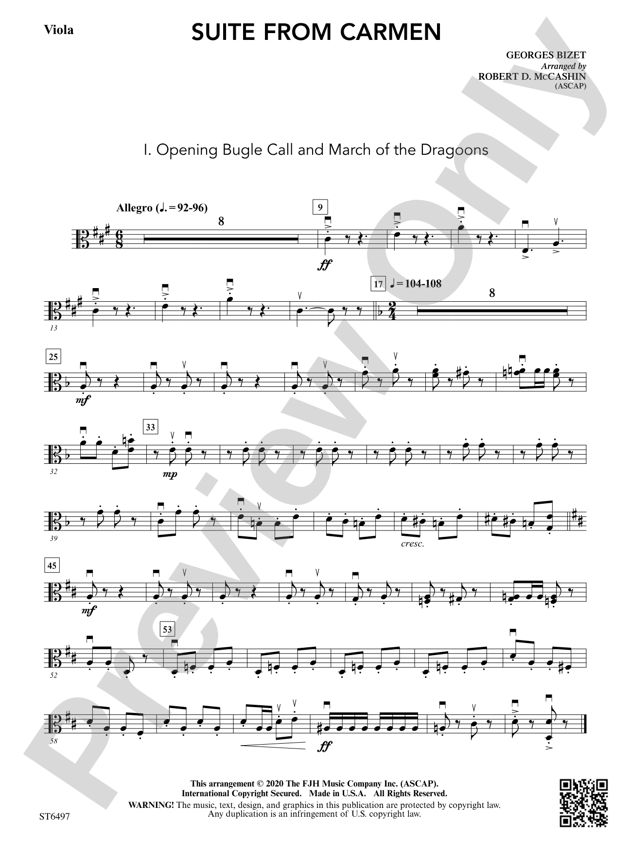 Suite from Carmen: Viola
