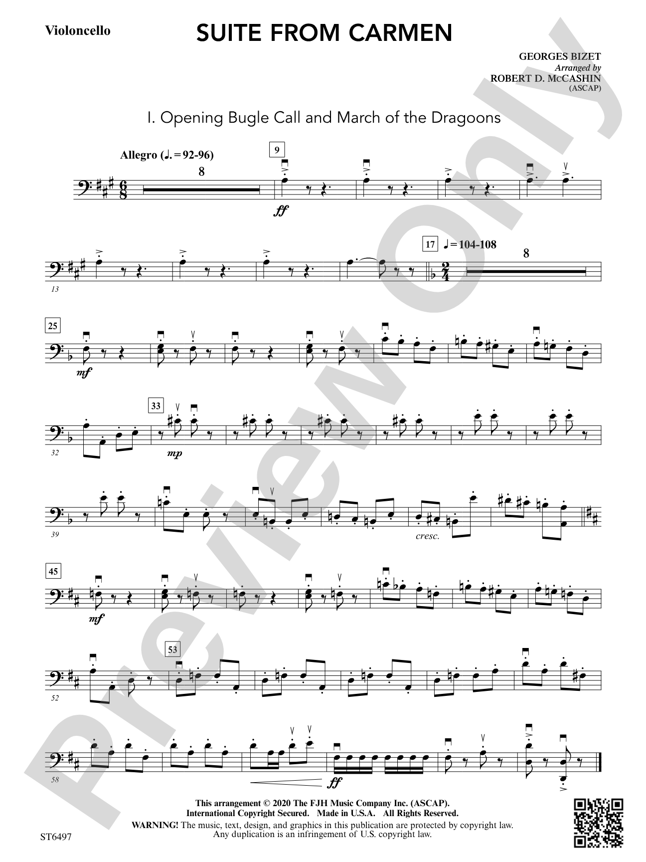 Suite from Carmen: Violoncello