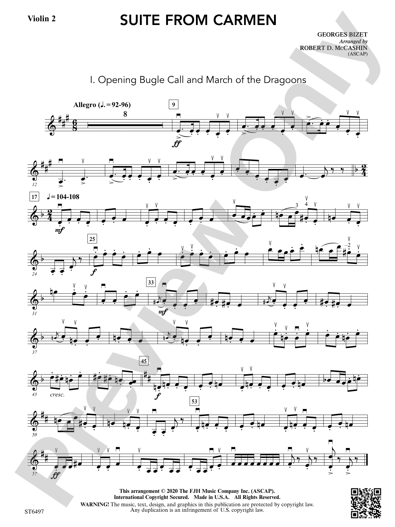 Suite from Carmen: Violin 2