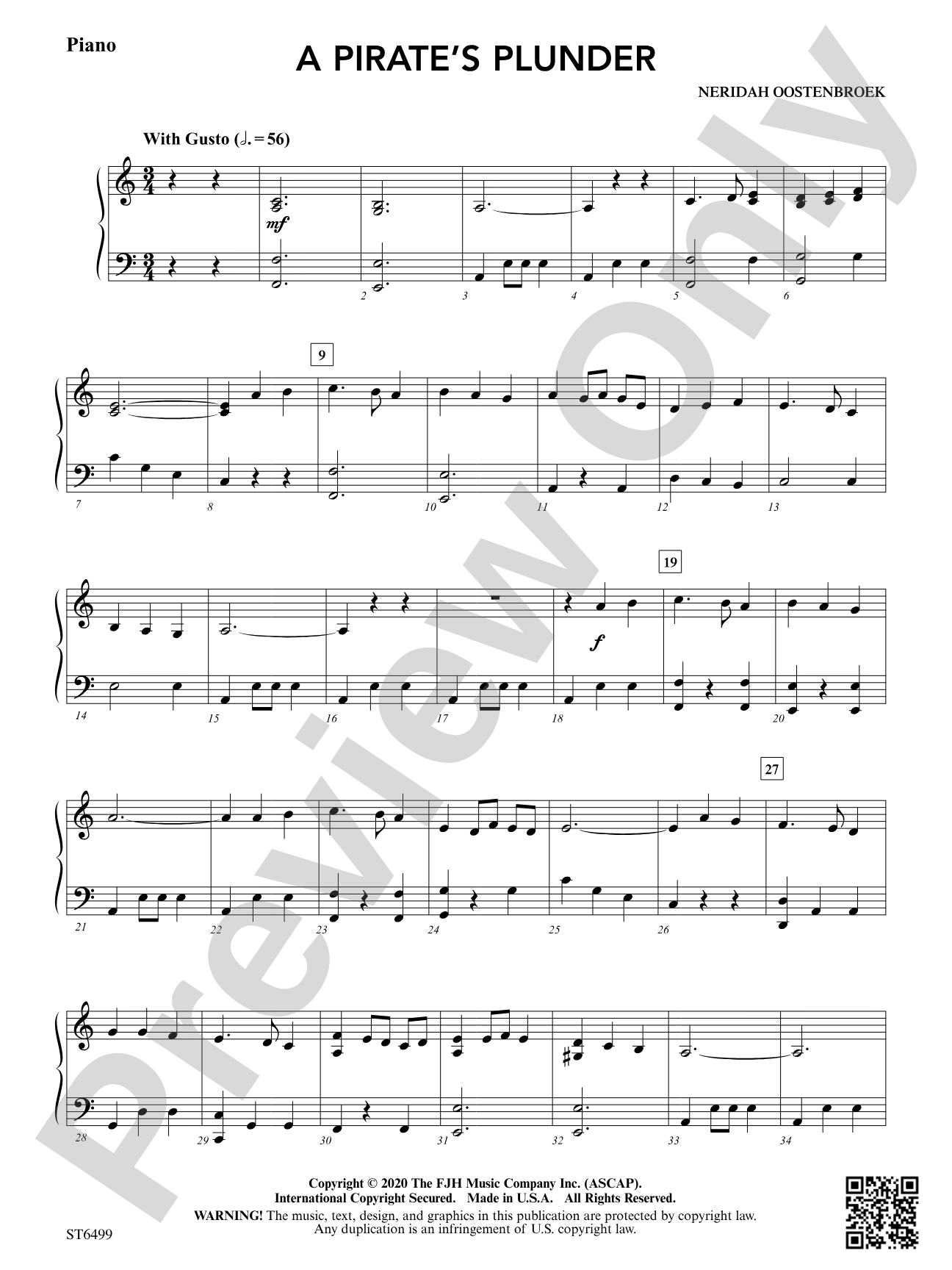 A Pirate's Plunder: Piano