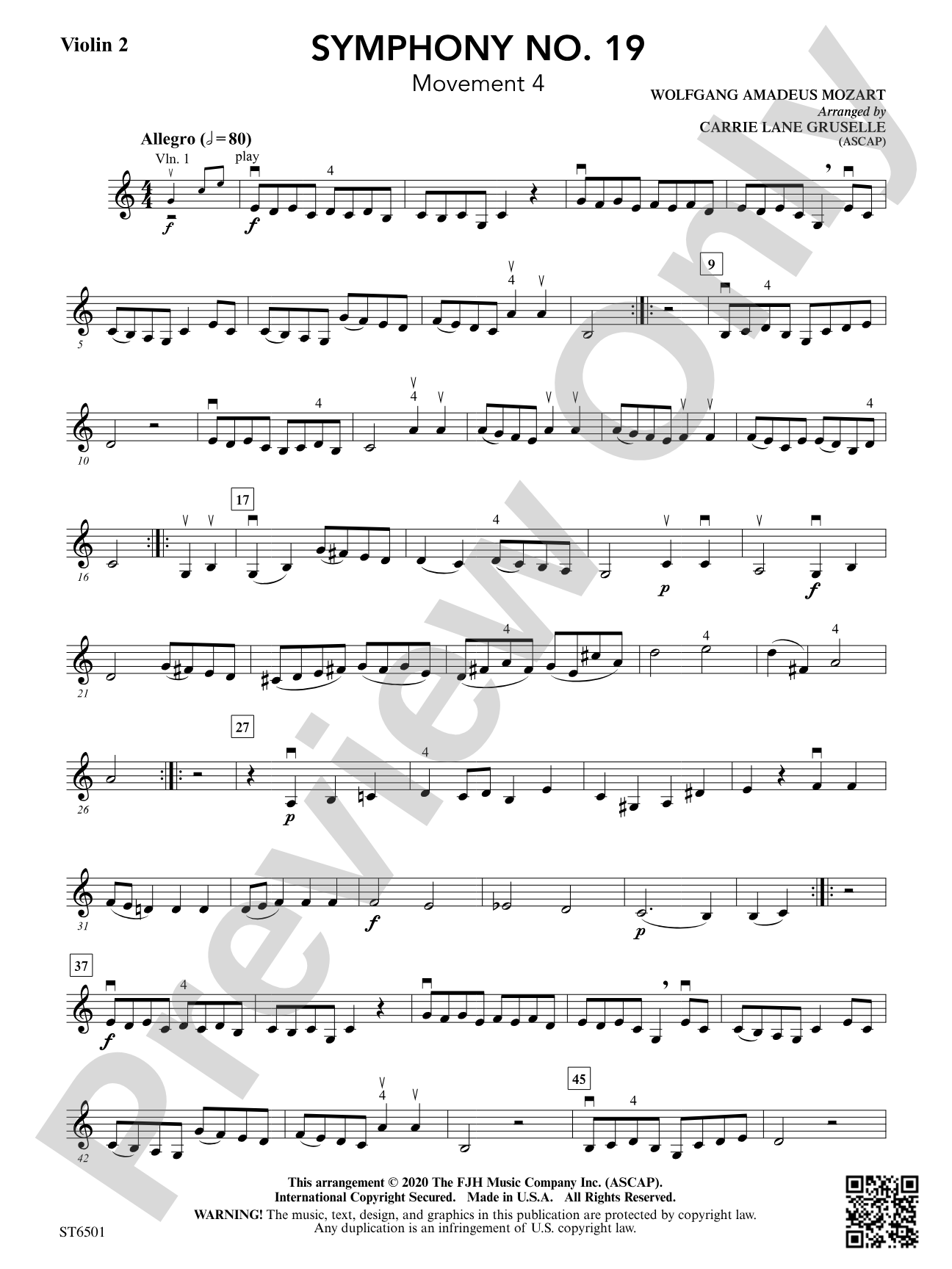 Symphony No. 19: Violin 2