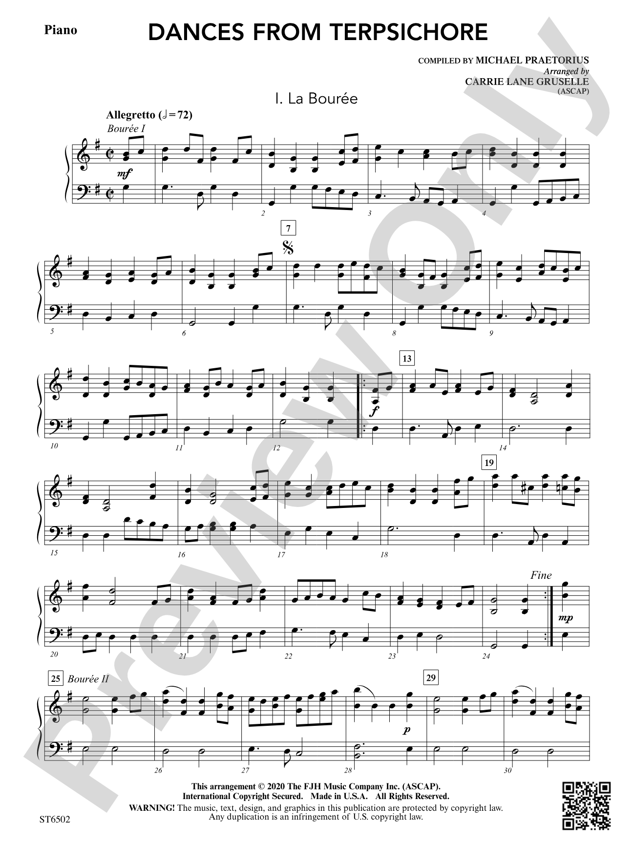 Dances from Terpsichore: Piano