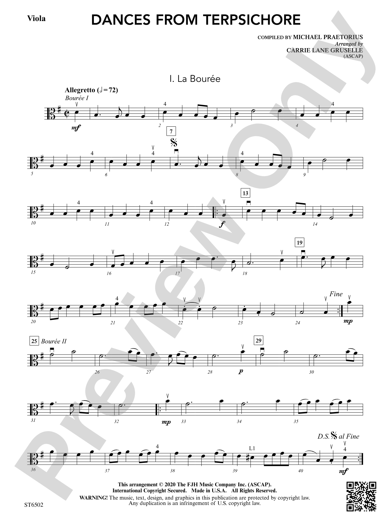 Dances from Terpsichore: Viola (Violin T.C.)
