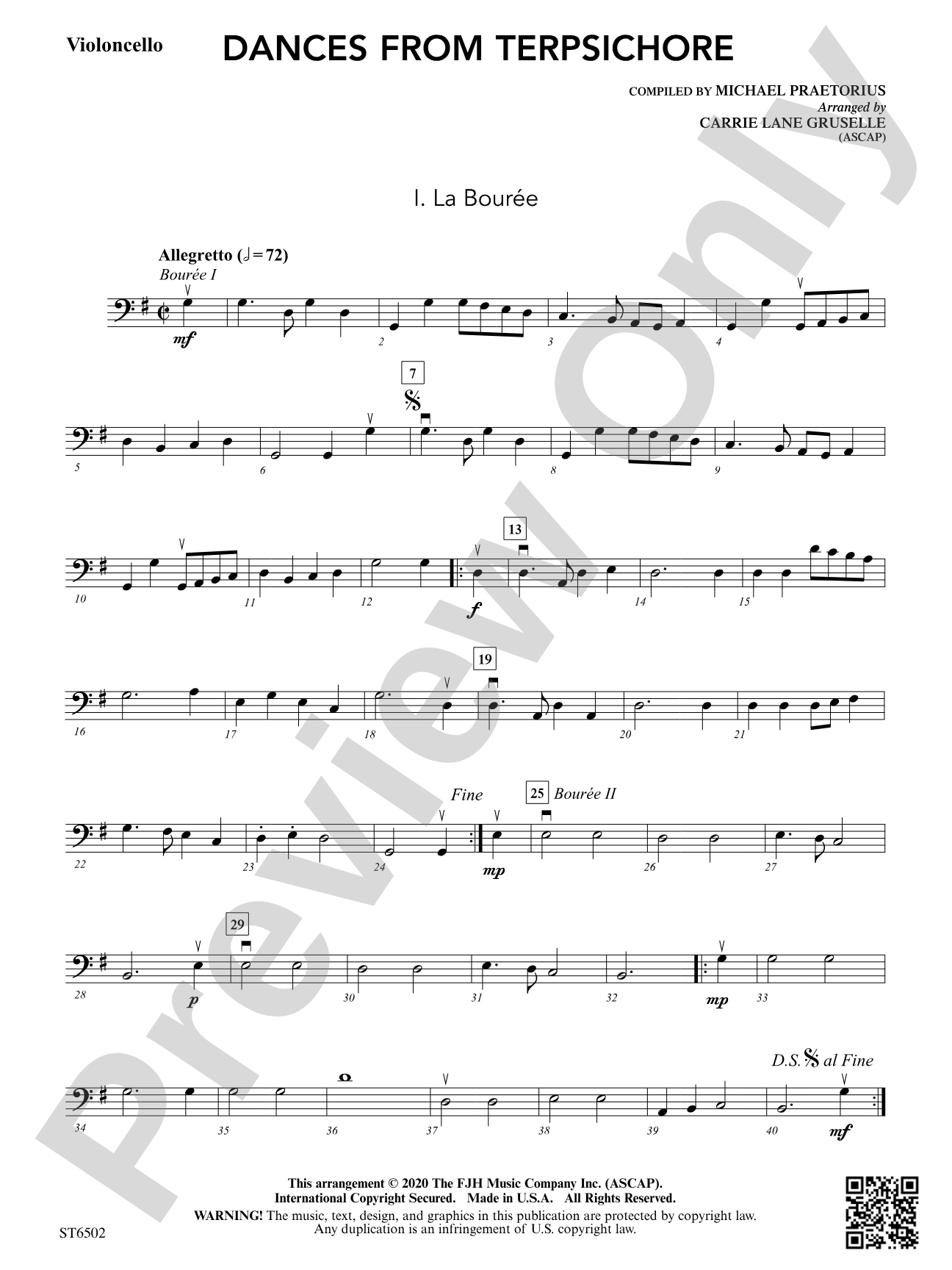 Dances from Terpsichore: Violoncello