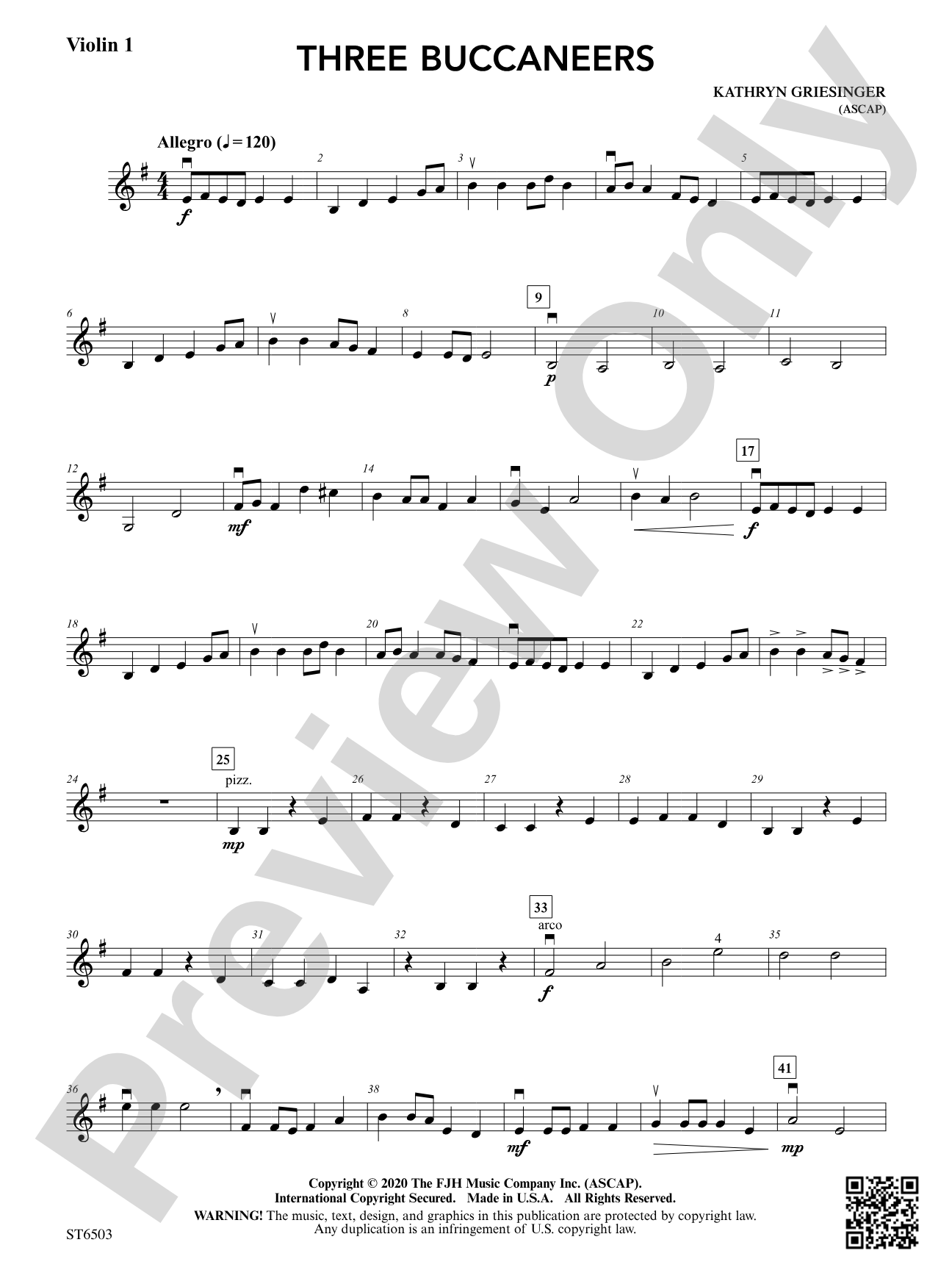 Three Buccaneers: Violin 1