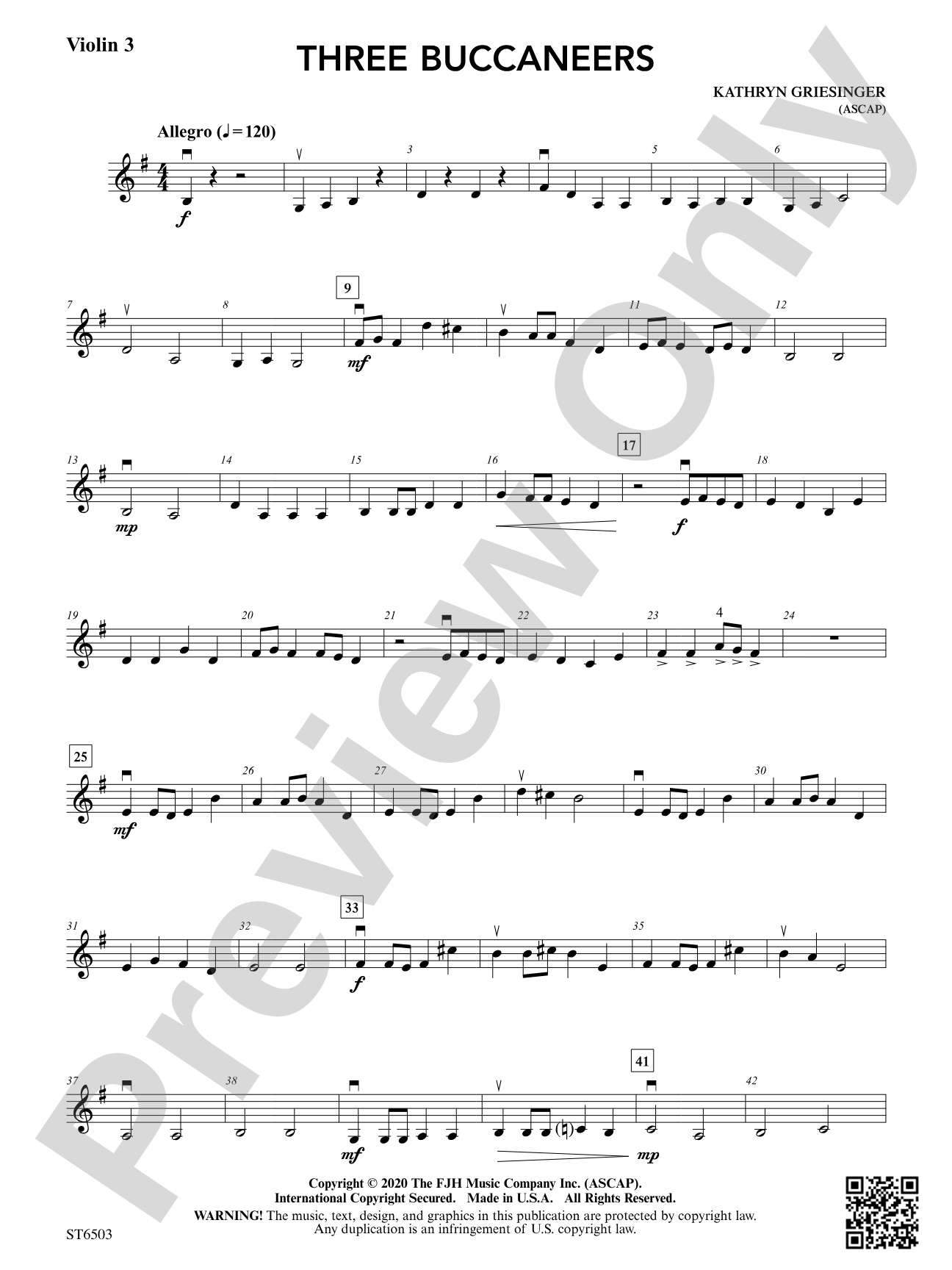 Three Buccaneers: Violin 3 (Viola T.C.)