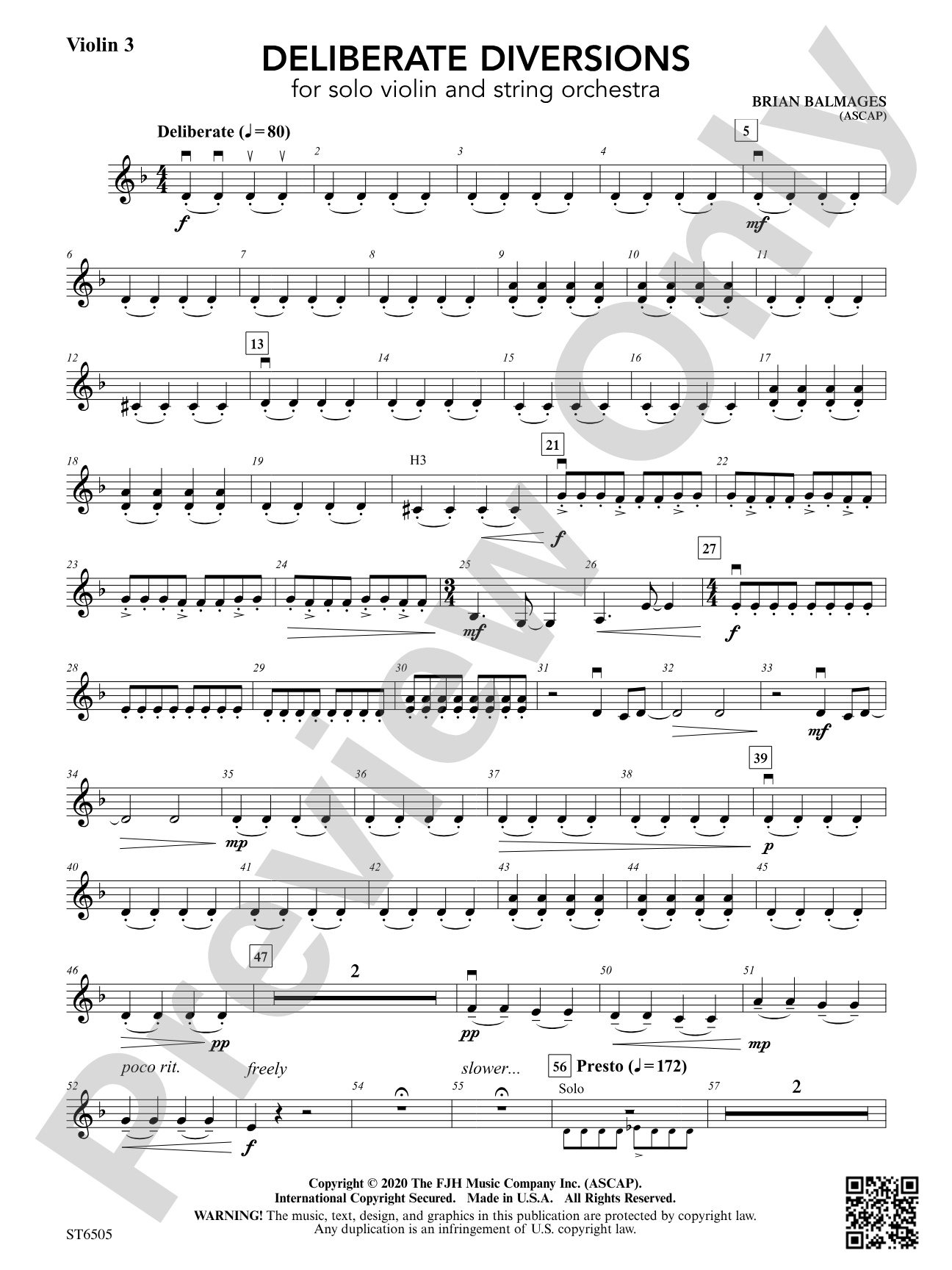 Deliberate Diversions: Violin 3 (Viola T.C.)