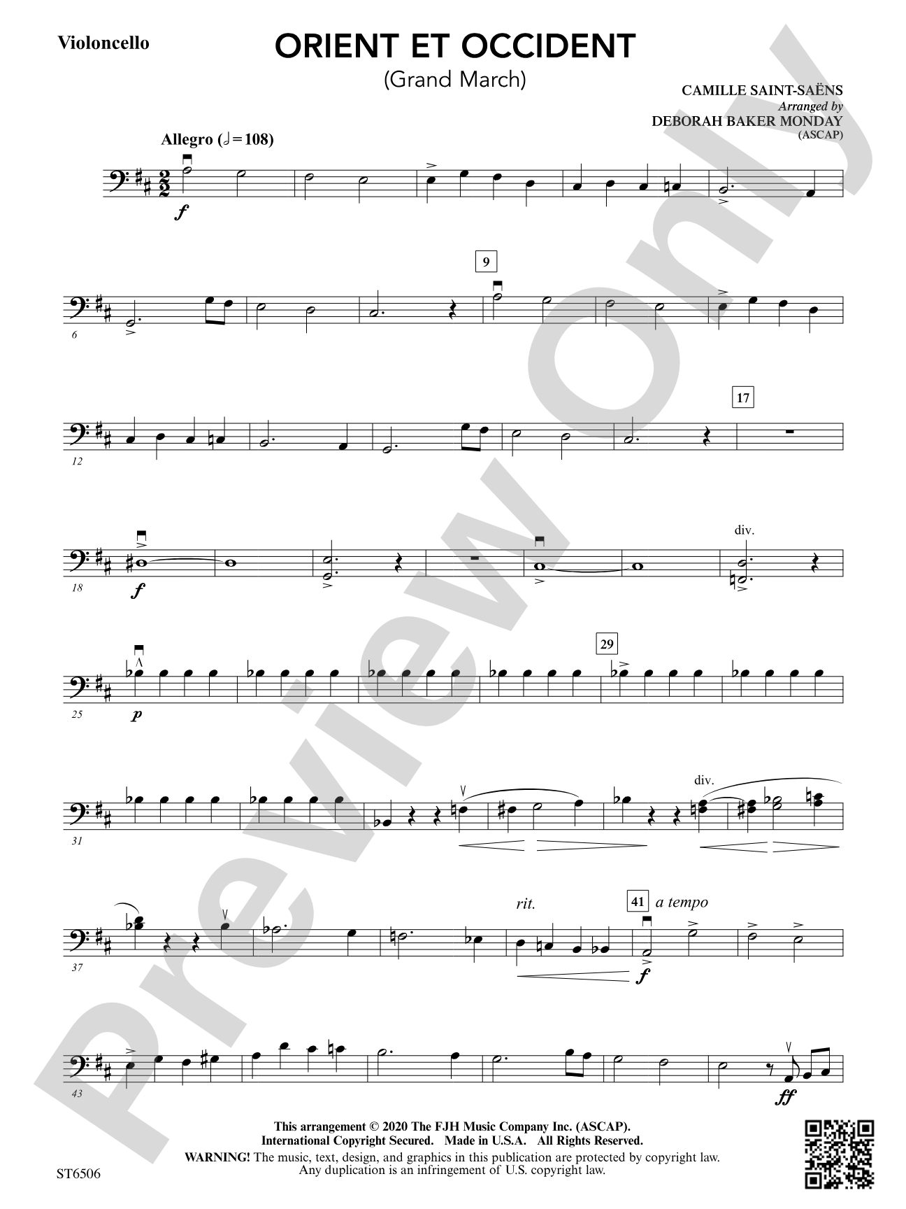 Orient et Occident (Grand March): Violoncello