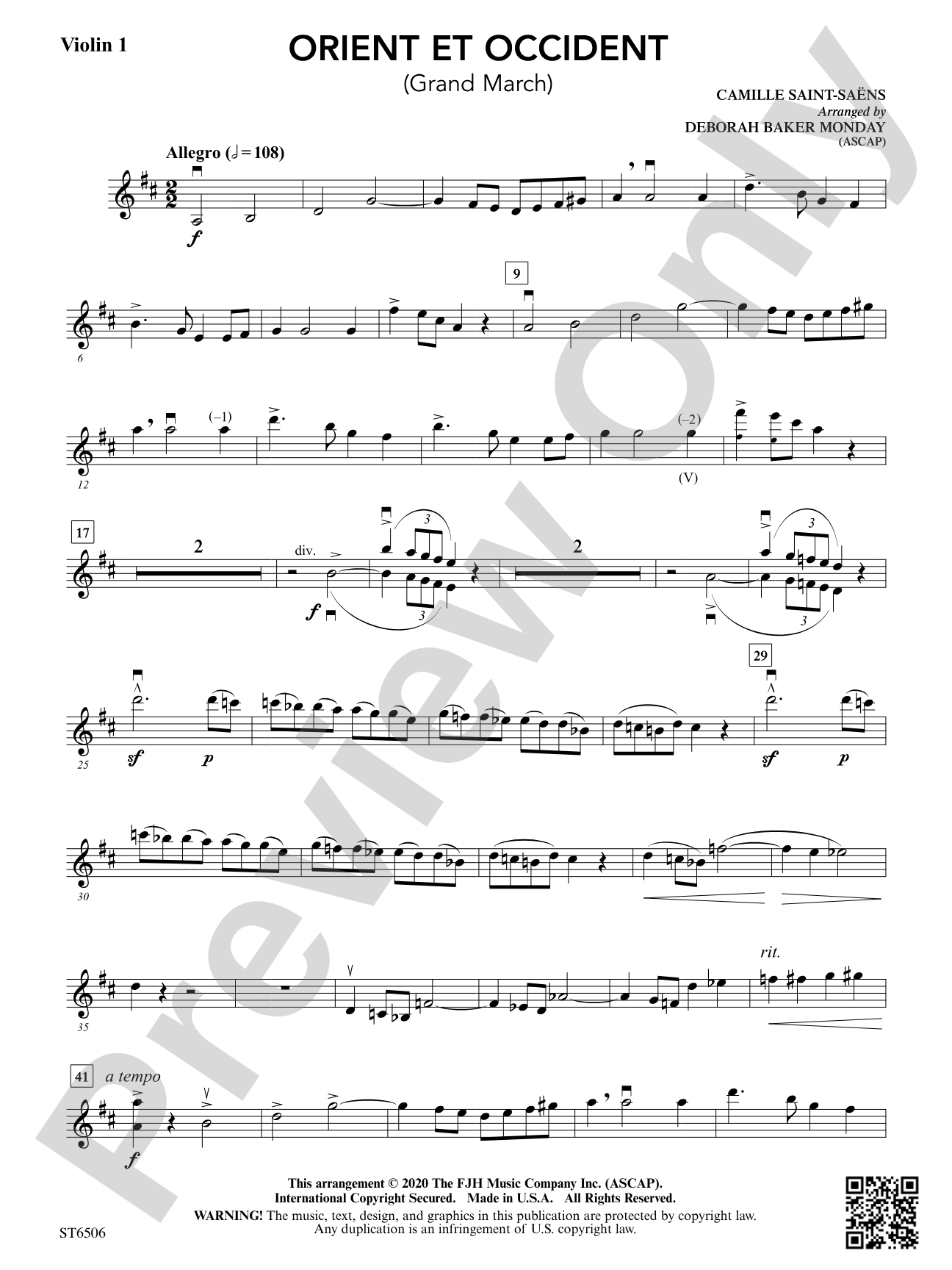 Orient et Occident (Grand March): Violin 1