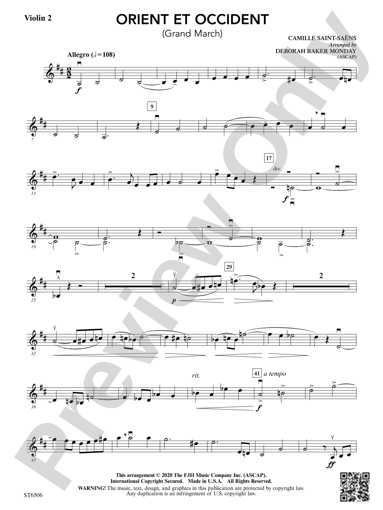 Orient et Occident (Grand March): Violin 2