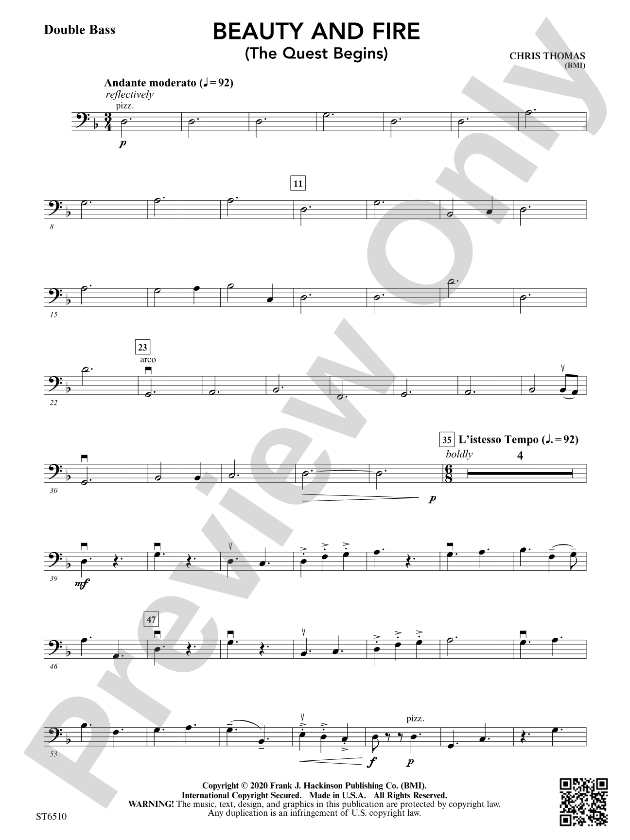 Beauty and Fire (The Quest Begins): Double Bass
