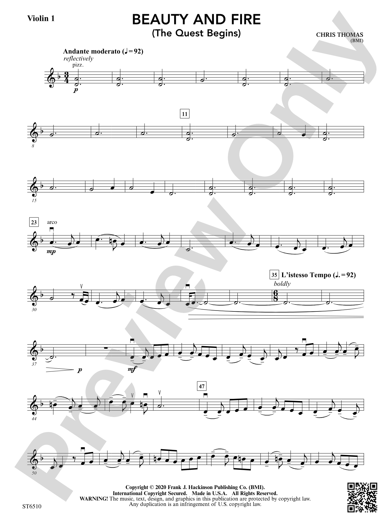 Beauty and Fire (The Quest Begins): Violin 1