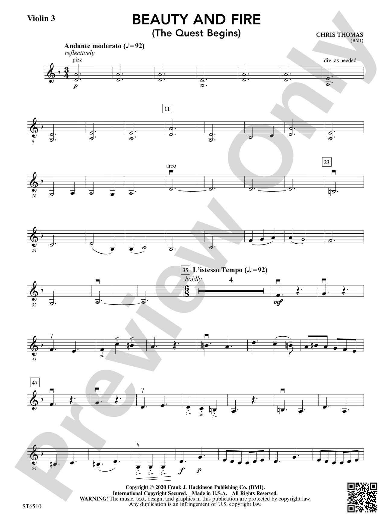 Beauty and Fire (The Quest Begins): Violin 3 (Viola T.C.)