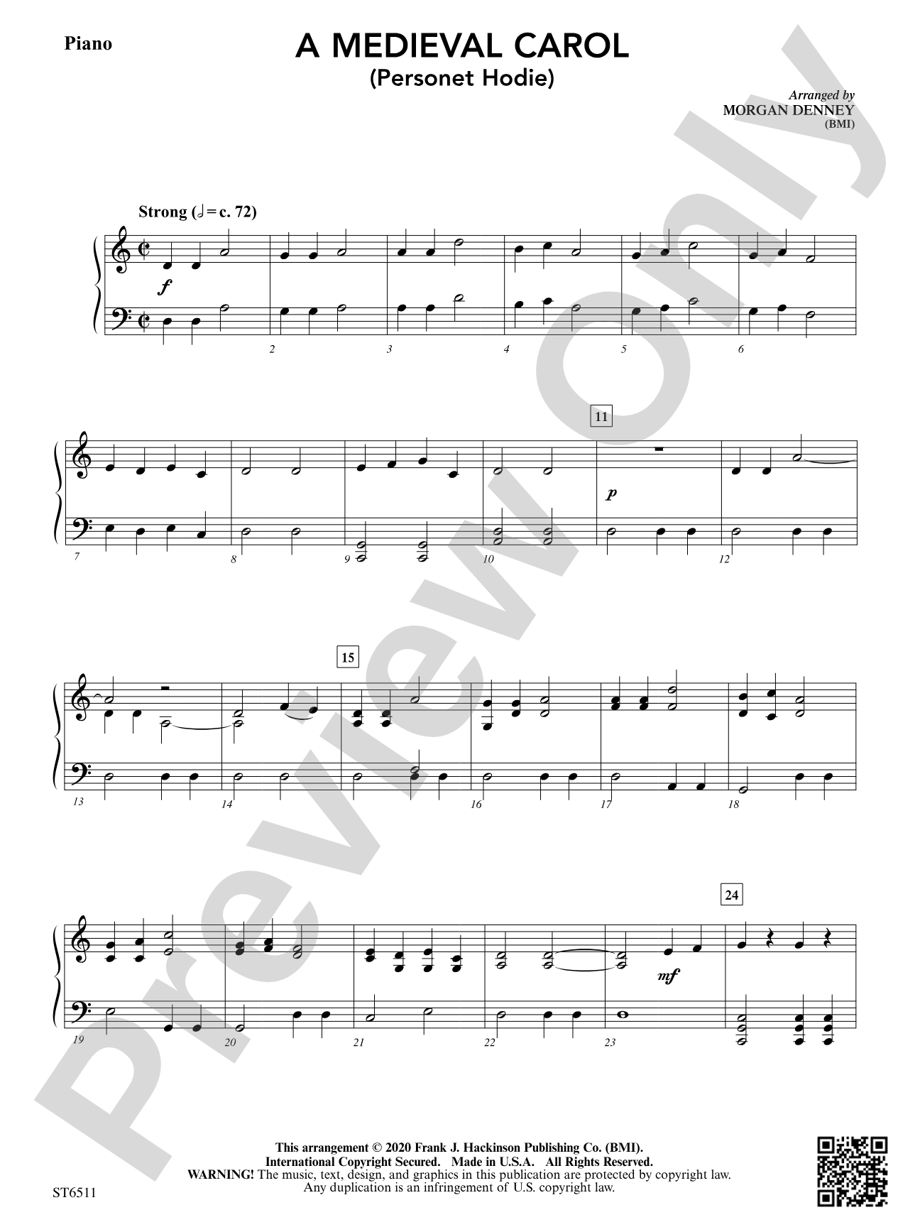 A Medieval Carol (Personet Hodie): Piano