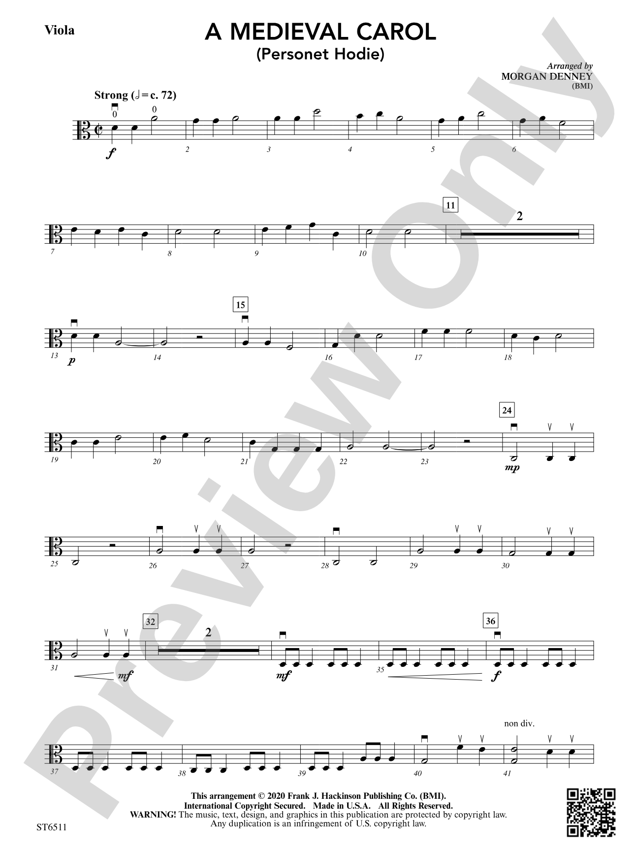 A Medieval Carol (Personet Hodie): Viola