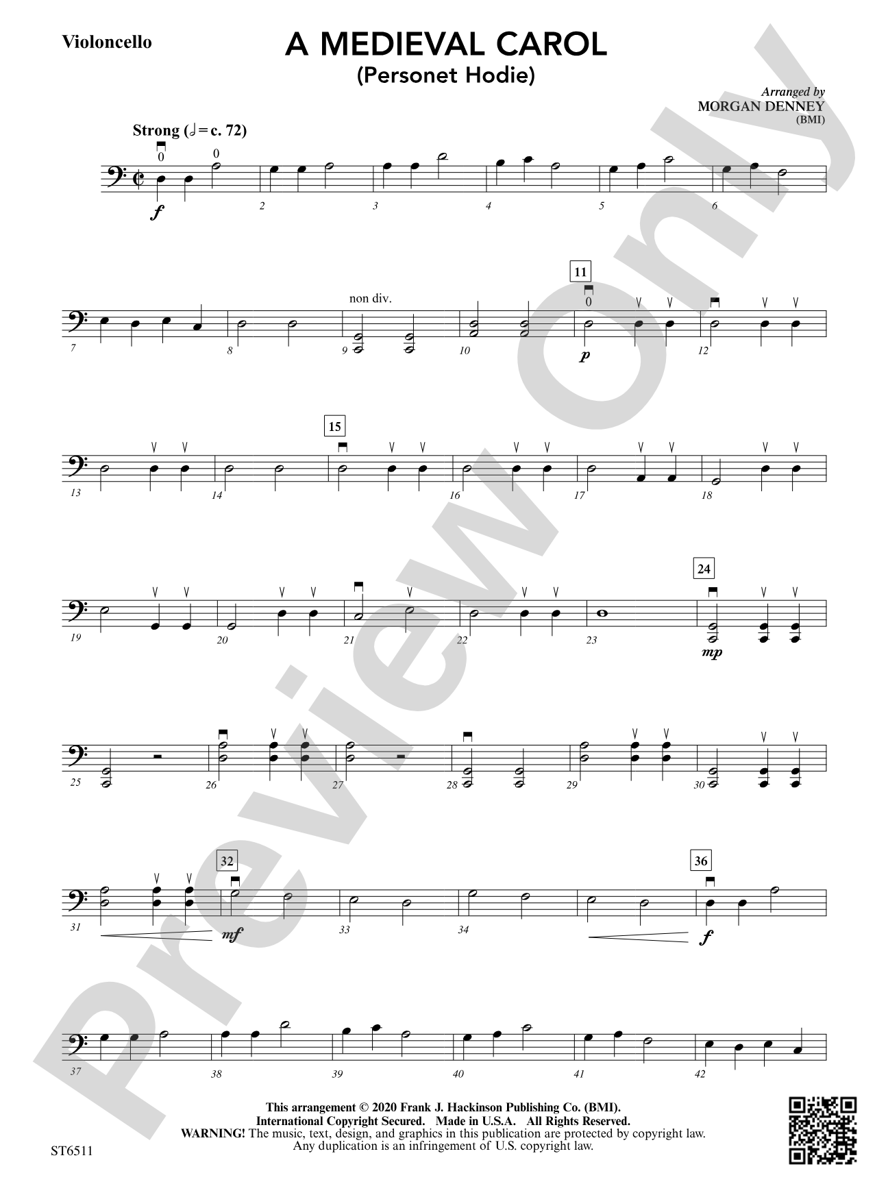 A Medieval Carol (Personet Hodie): Violoncello