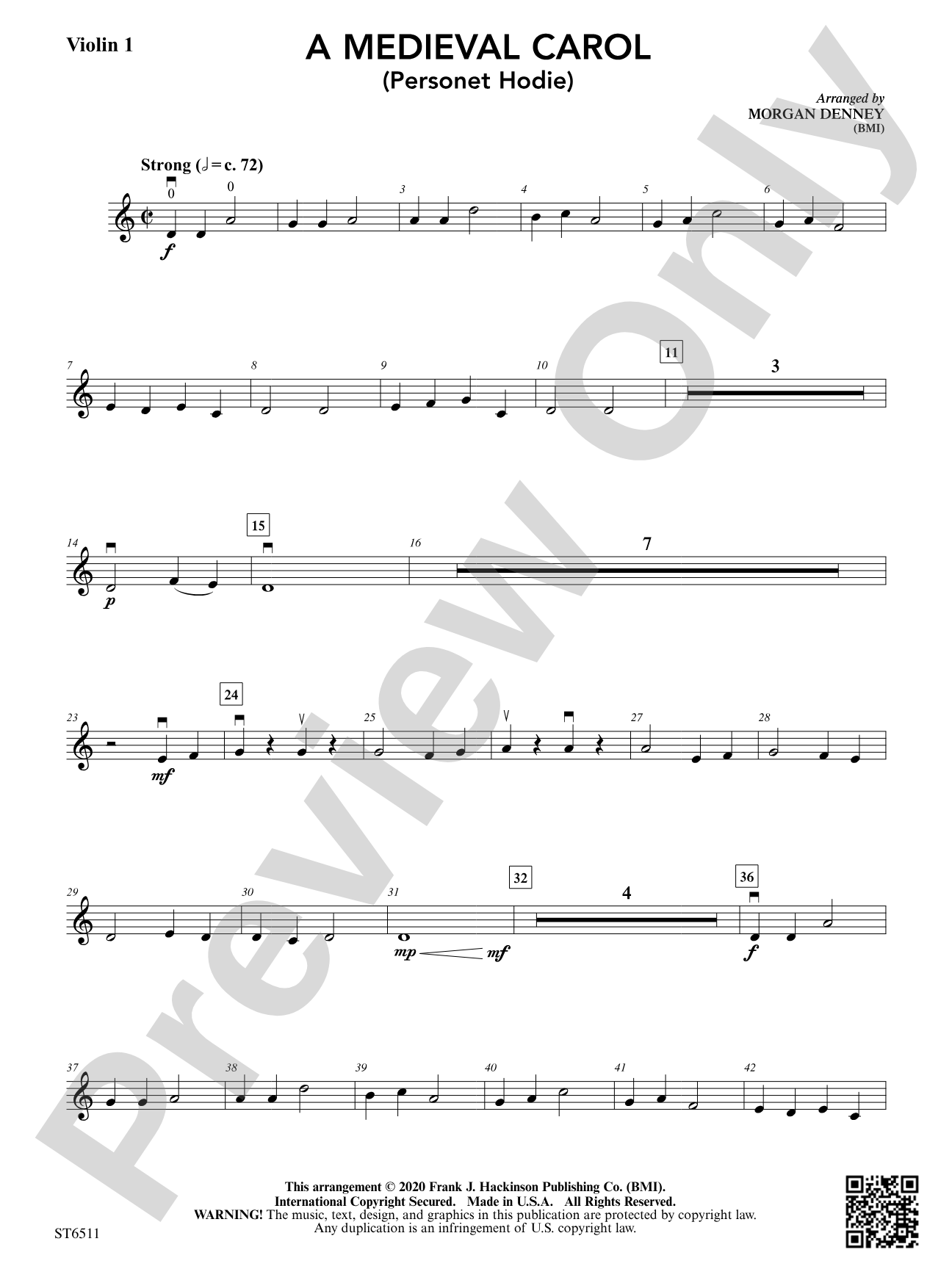 A Medieval Carol (Personet Hodie): Violin 1