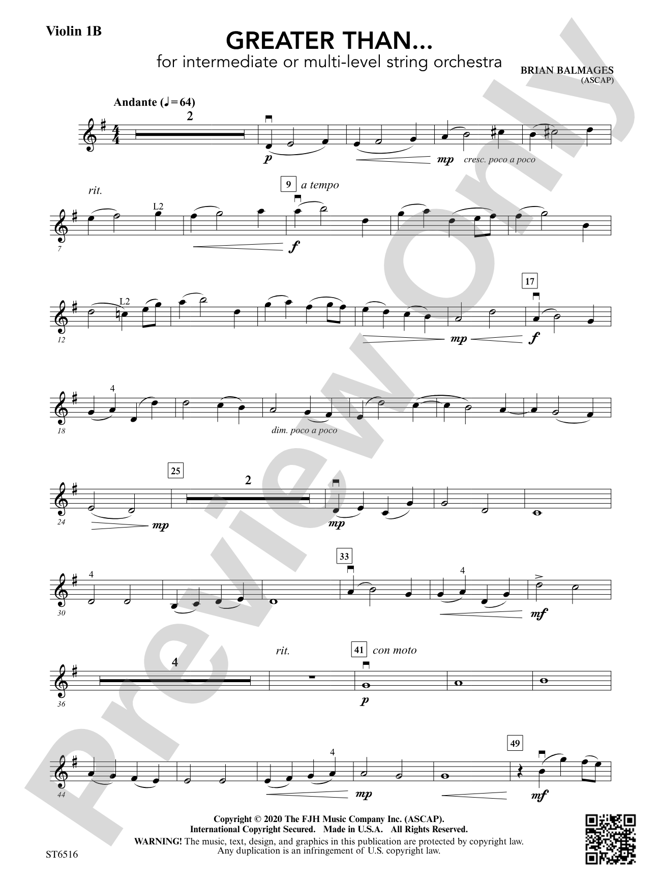 Greater Than...: Violin 1B
