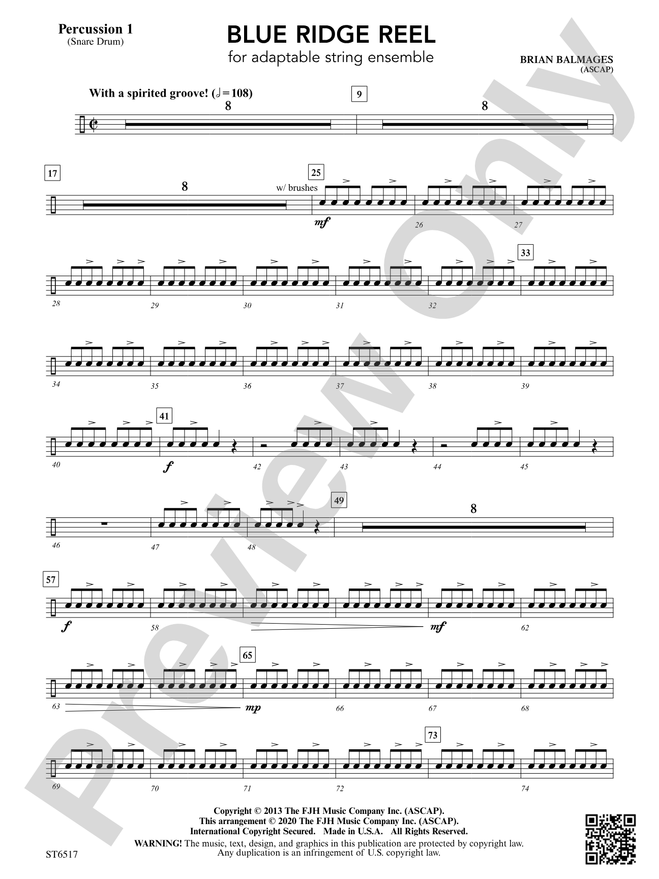 Blue Ridge Reel: Percussion 1