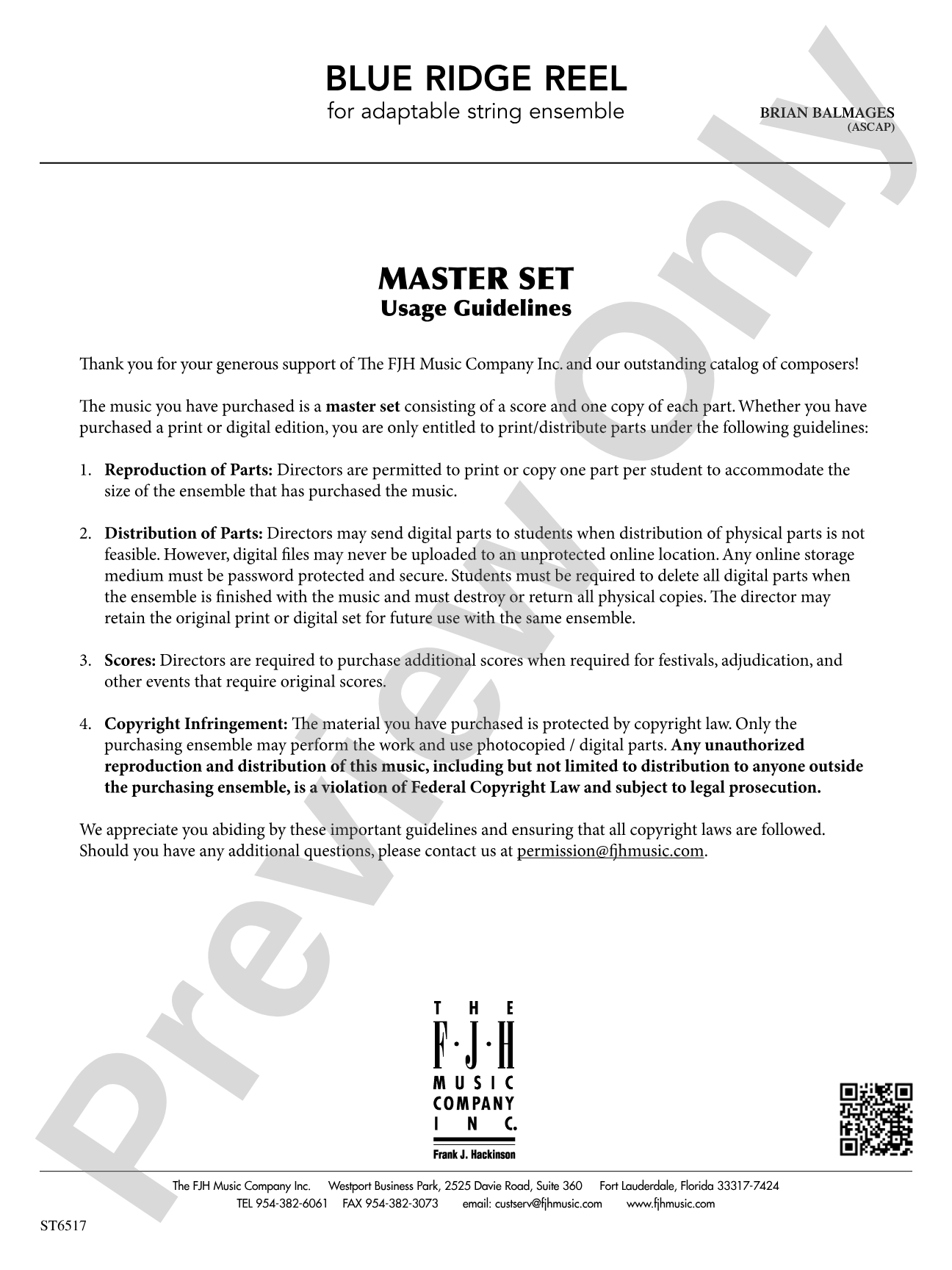 Blue Ridge Reel: Usage Guidelines