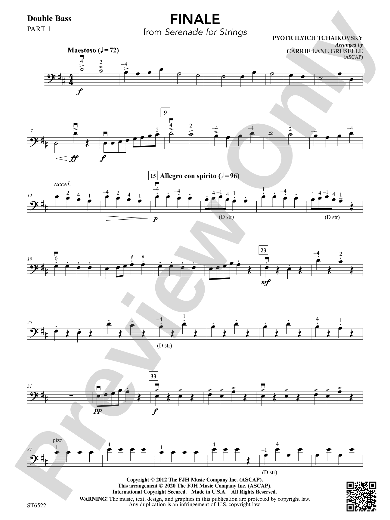 Finale (From Serenade for Strings): Part 1 String Bass