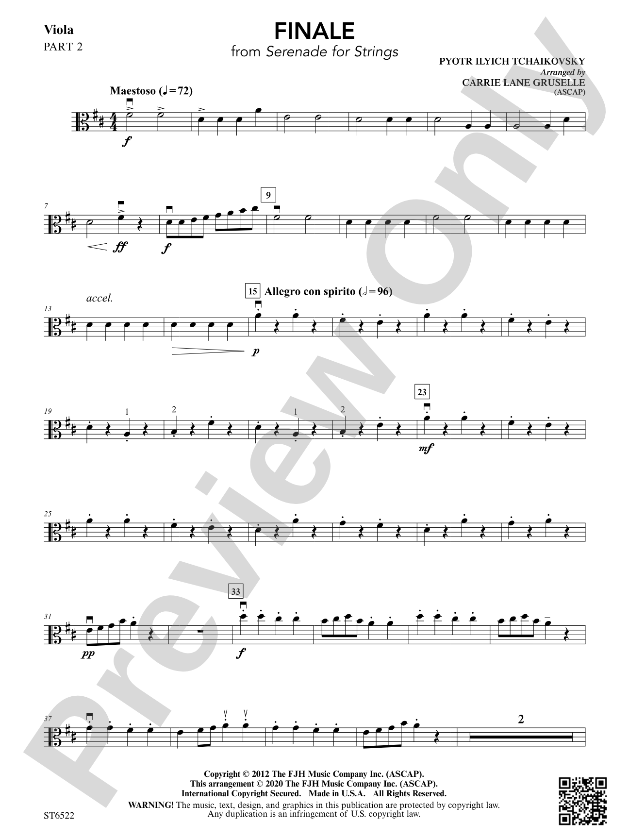 Finale (From Serenade for Strings): Part 2 Viola