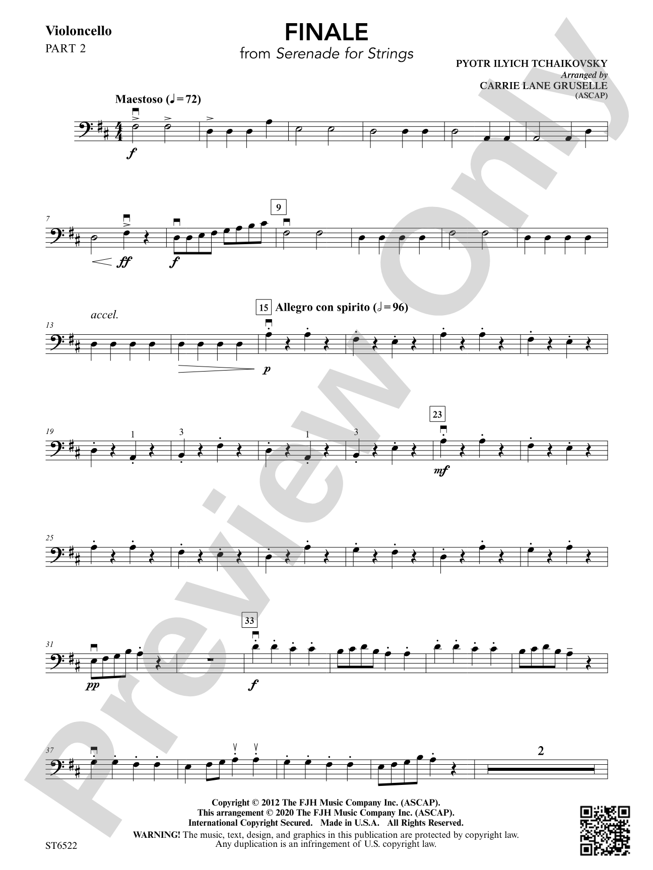 Finale (From Serenade for Strings): Part 2 Cello