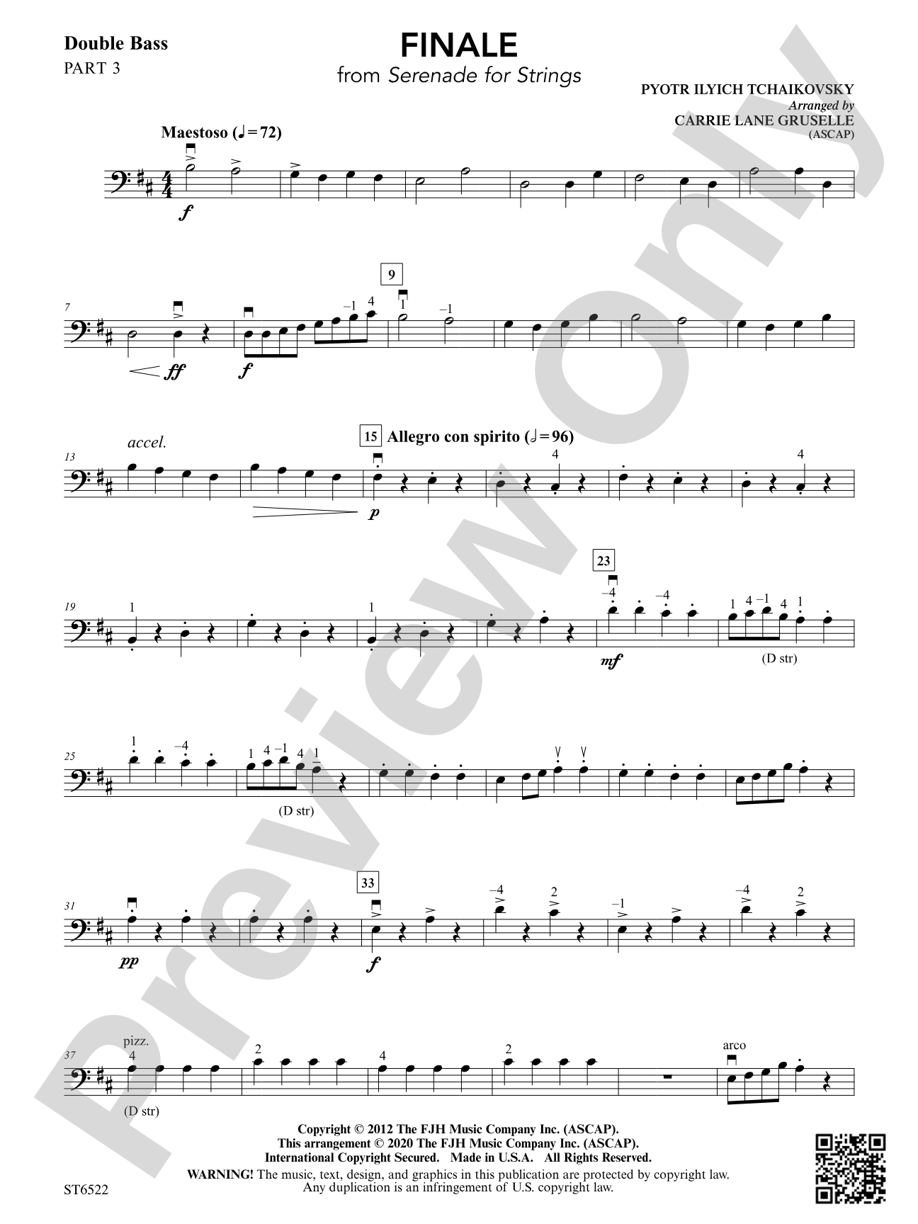 Finale (From Serenade for Strings): Part 3 String Bass
