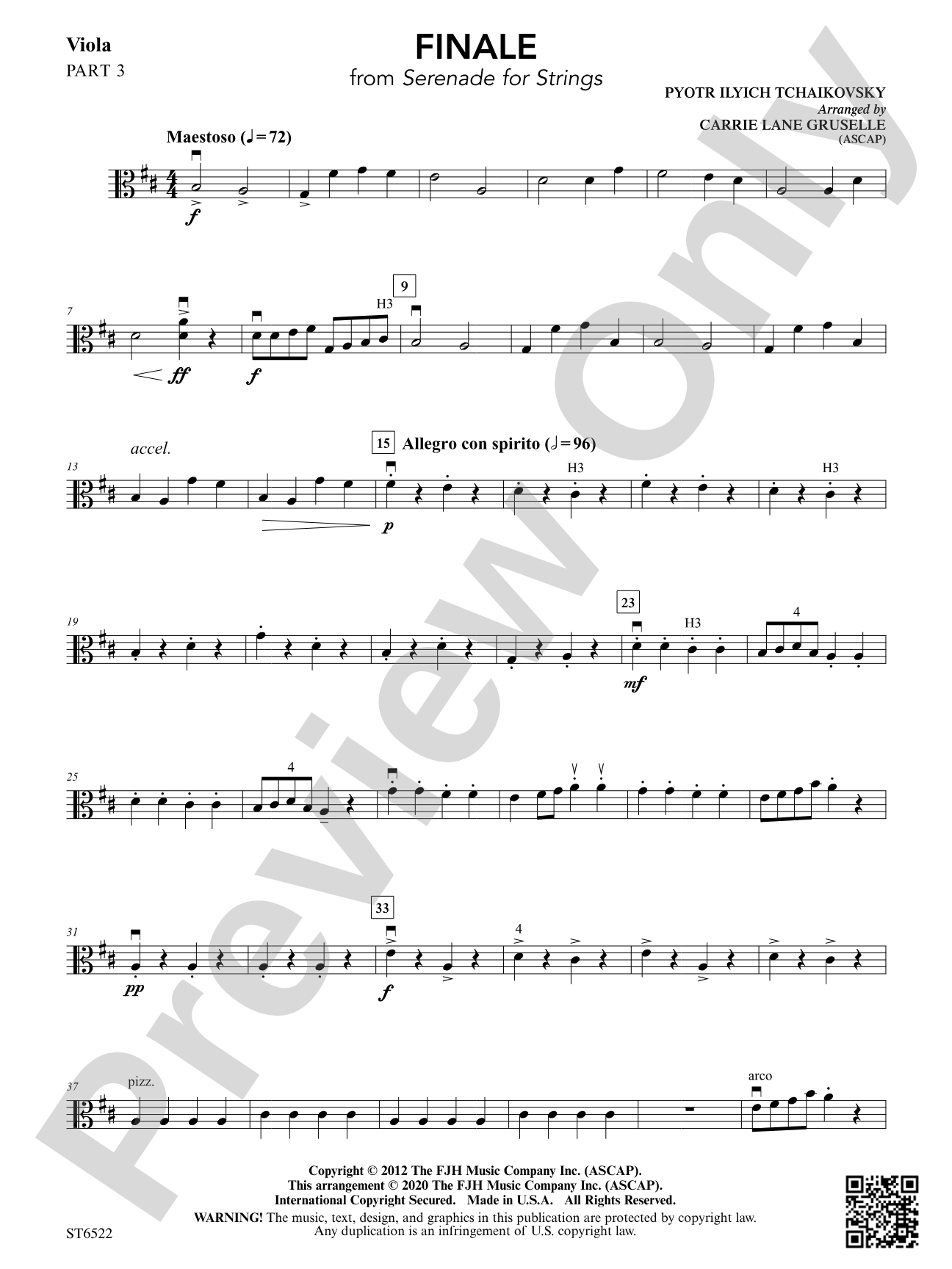 Finale (From Serenade for Strings): Part 3 Viola