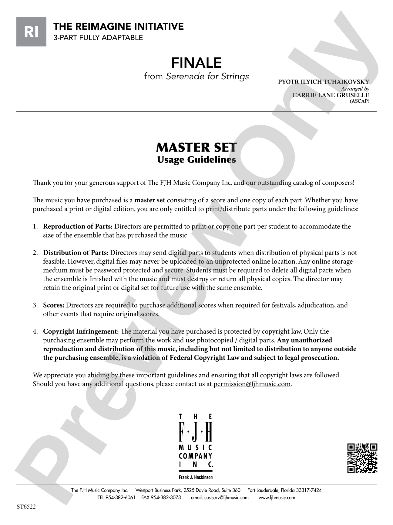 Finale (From Serenade for Strings): Usage Guidelines
