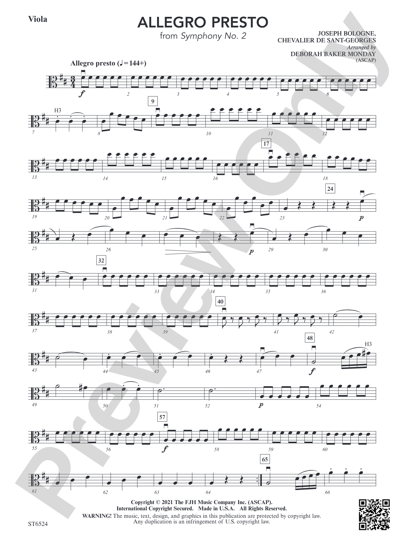 Allegro Presto (From Symphony No. 2): Viola