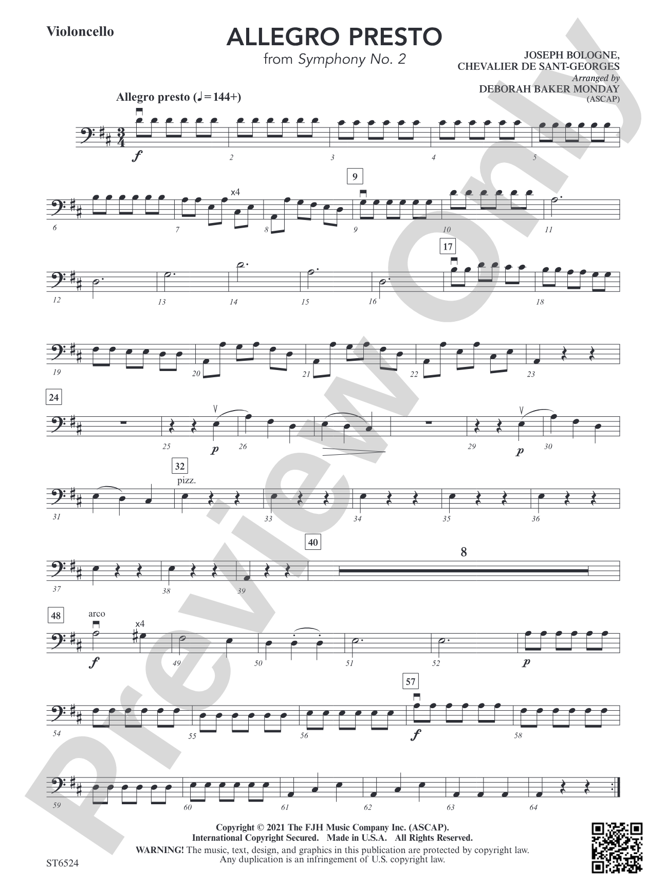 Allegro Presto (From Symphony No. 2): Violoncello