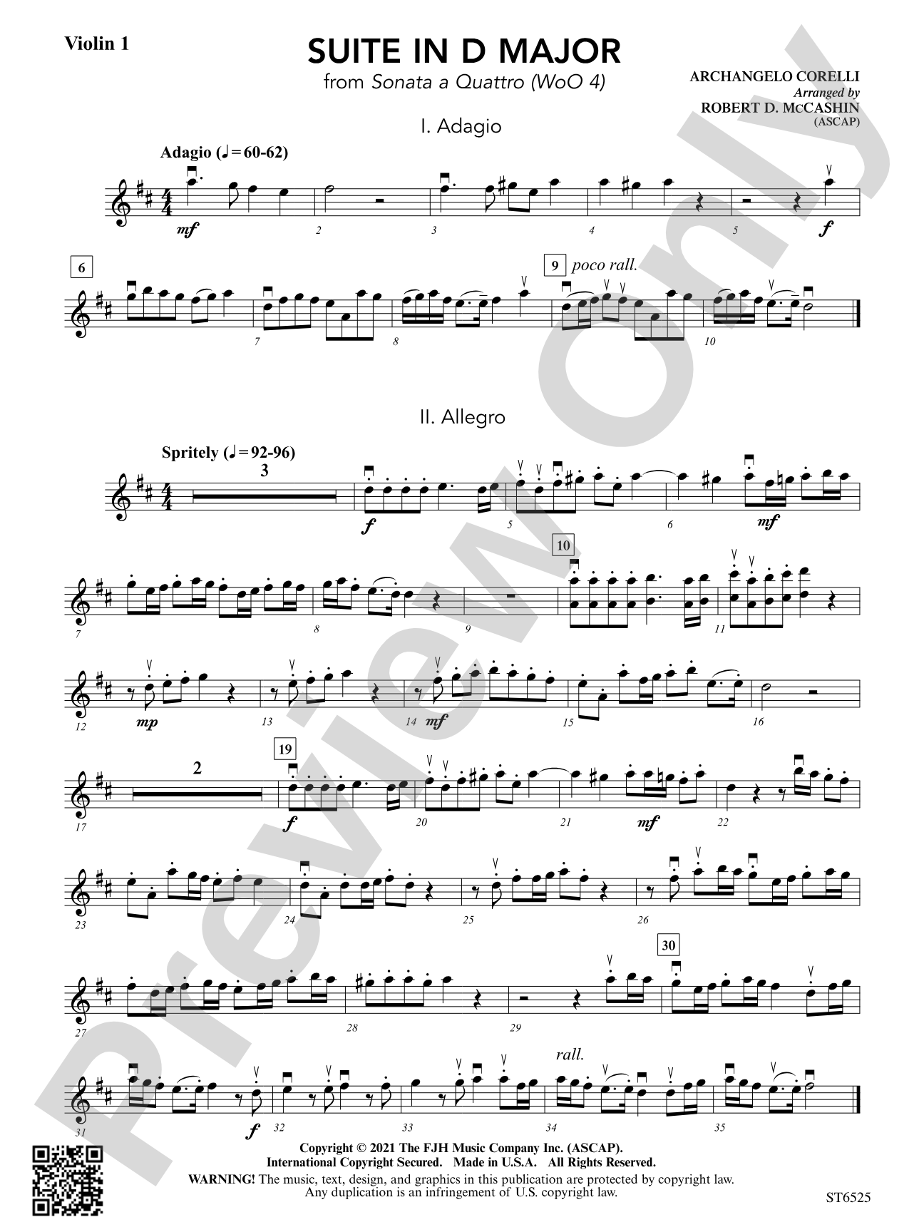 Suite in D Major (from Sonata a Quattro (WoO 4)): Violin 1