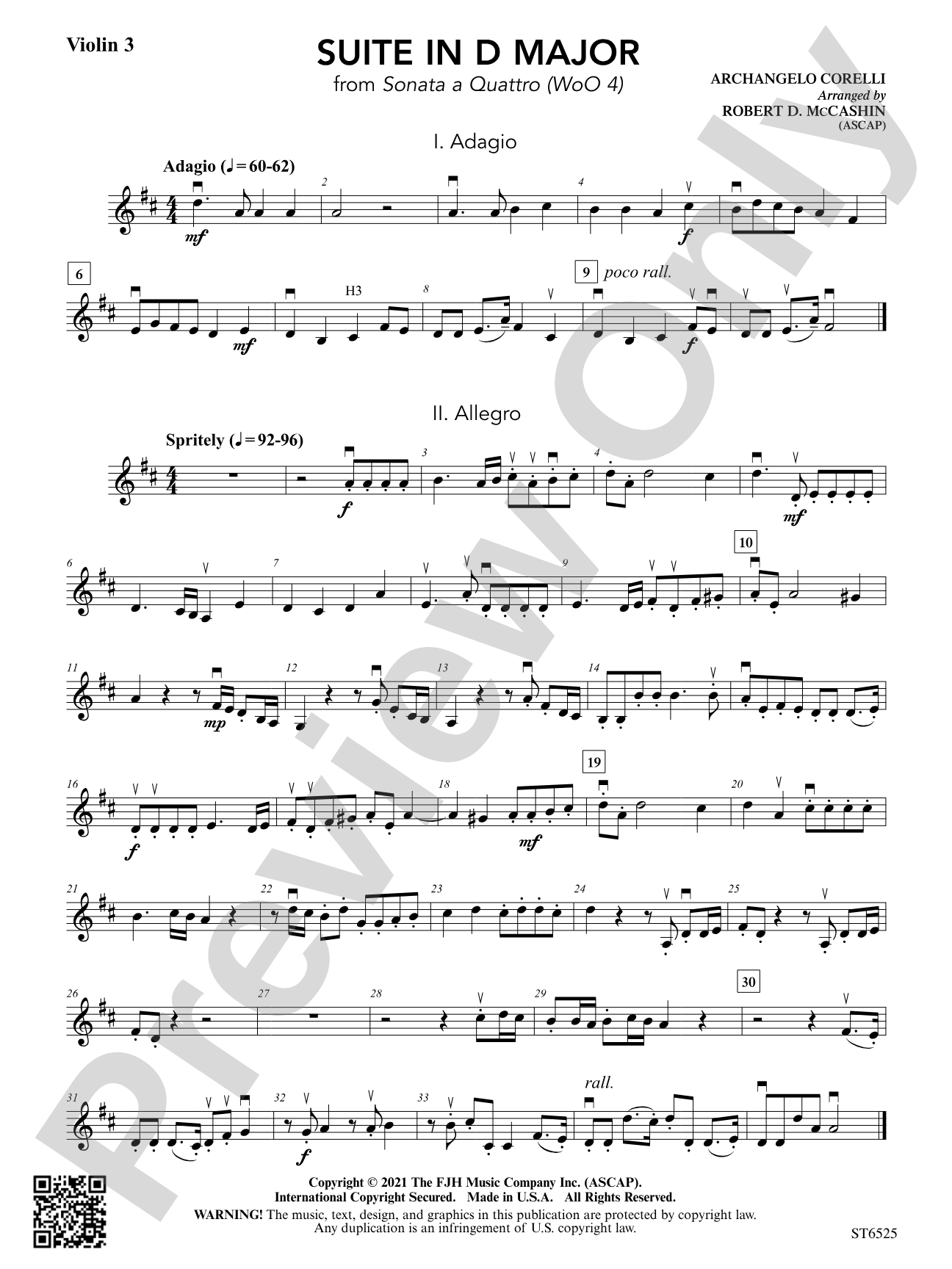 Suite in D Major (from Sonata a Quattro (WoO 4)): Violin 3 (Viola T.C.)