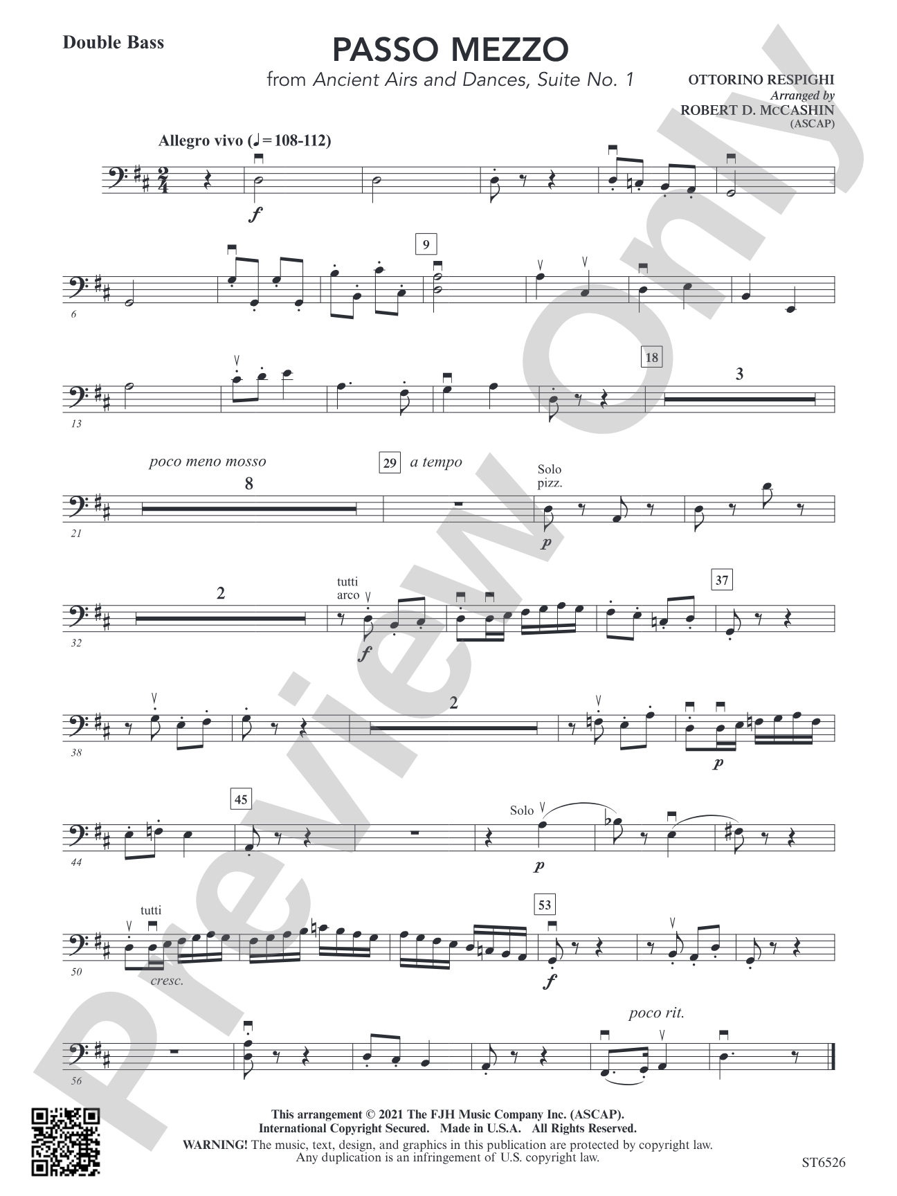 Passo Mezzo (from Ancient Airs and Dances, Suite No. 1): Double Bass