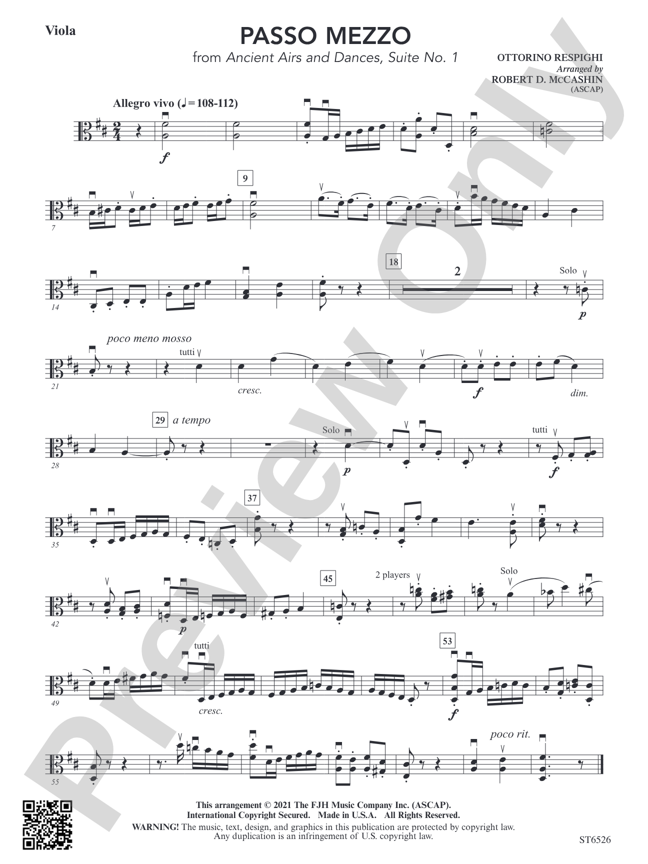 Passo Mezzo (from Ancient Airs and Dances, Suite No. 1): Viola
