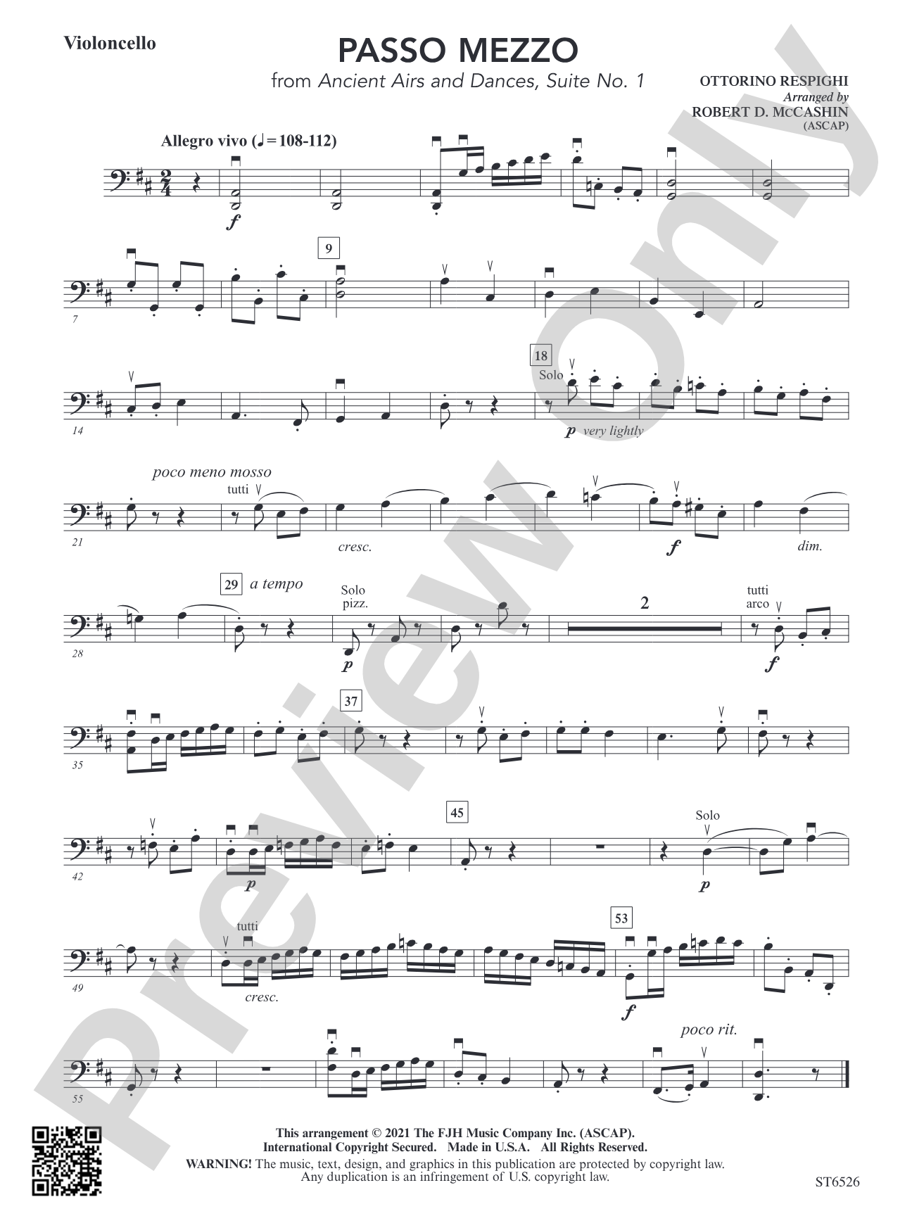 Passo Mezzo (from Ancient Airs and Dances, Suite No. 1): Violoncello