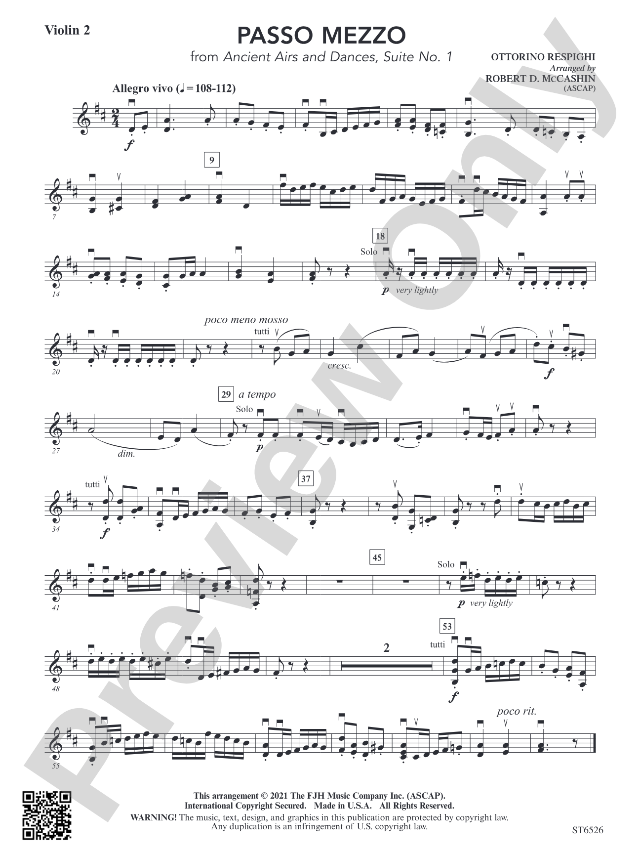 Passo Mezzo (from Ancient Airs and Dances, Suite No. 1): Violin 2