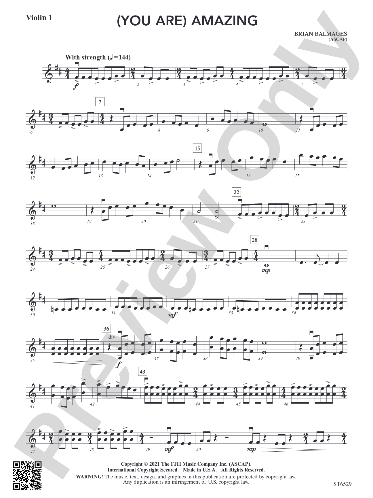 (You Are) Amazing: Violin 1