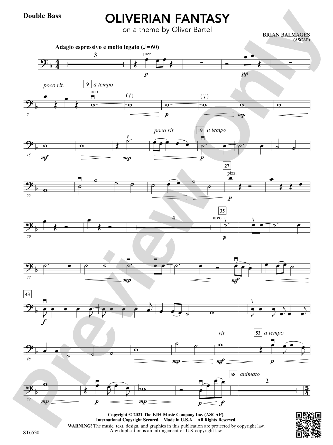 Oliverian Fantasy (on a theme by Oliver Bartel): Double Bass